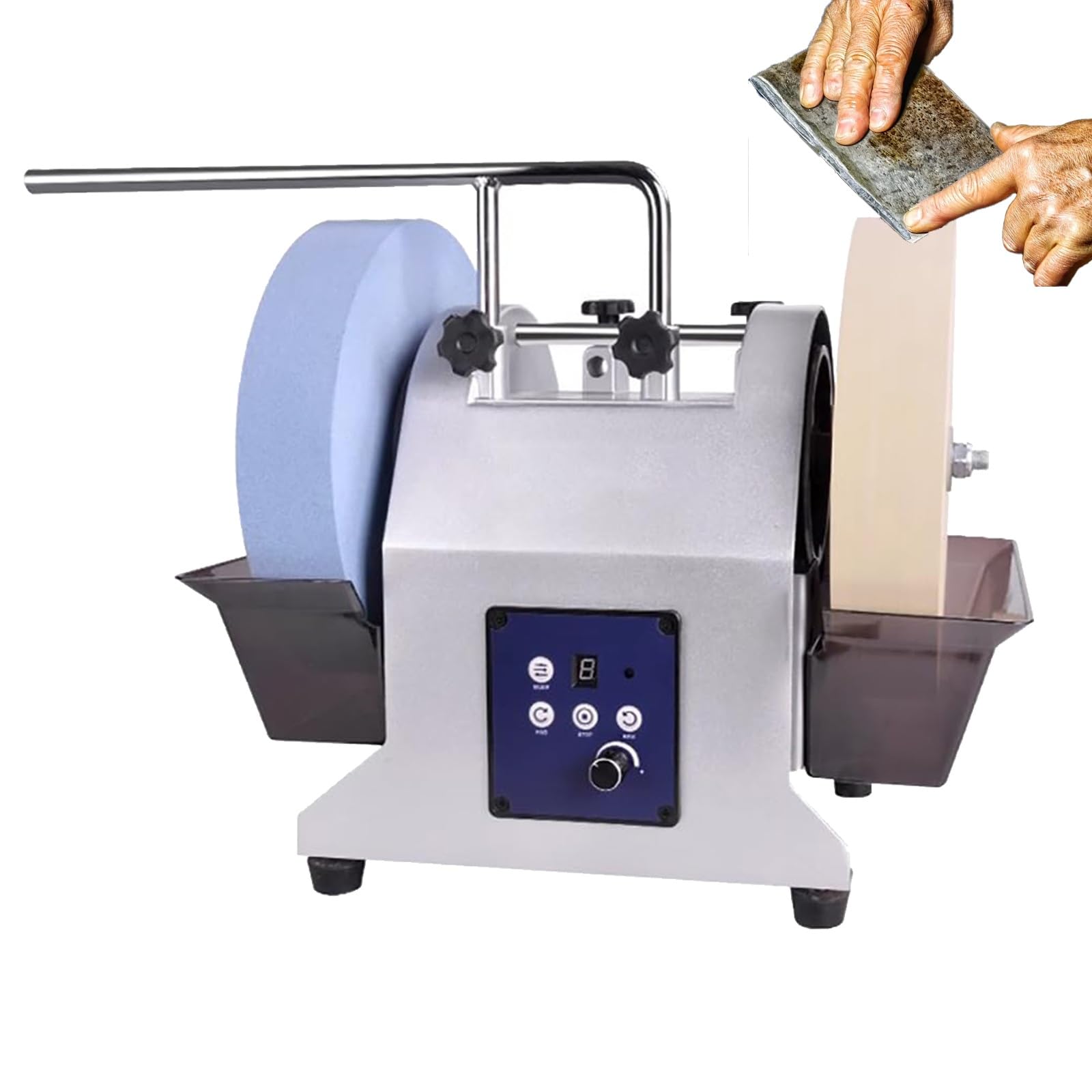 XCSCUK Knife Sharpener Electric, Dual Wheel Water-Cooled,with Adjustable Tank, Speed 90-300rpm, 10inch Grinding Wheel,for Knife Enthusiasts