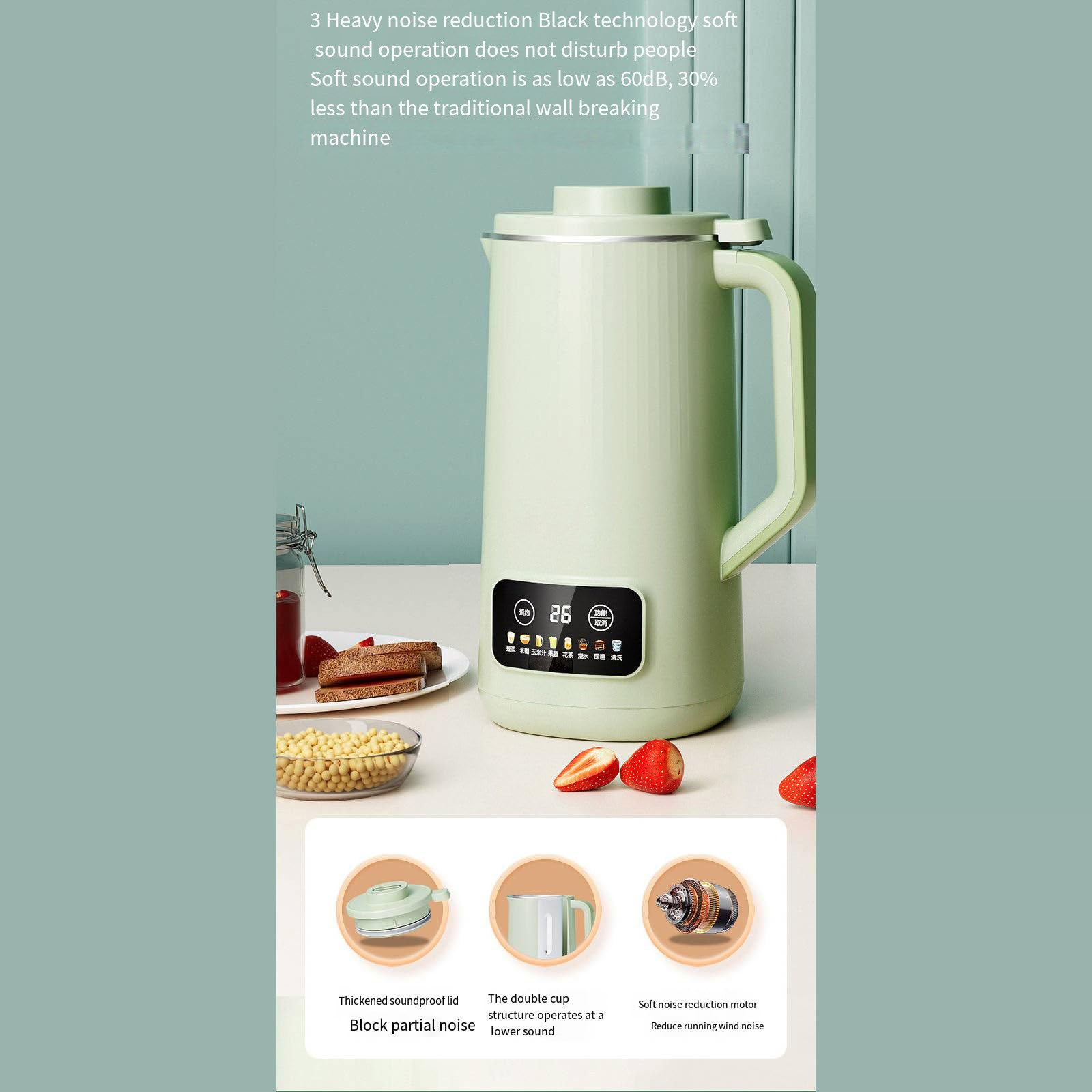 Macchina Per Latte Di Soia Intelligente – 1L, 12h Programmazione, Basso Rumore (52dB), Pulizia Automatica, 800W