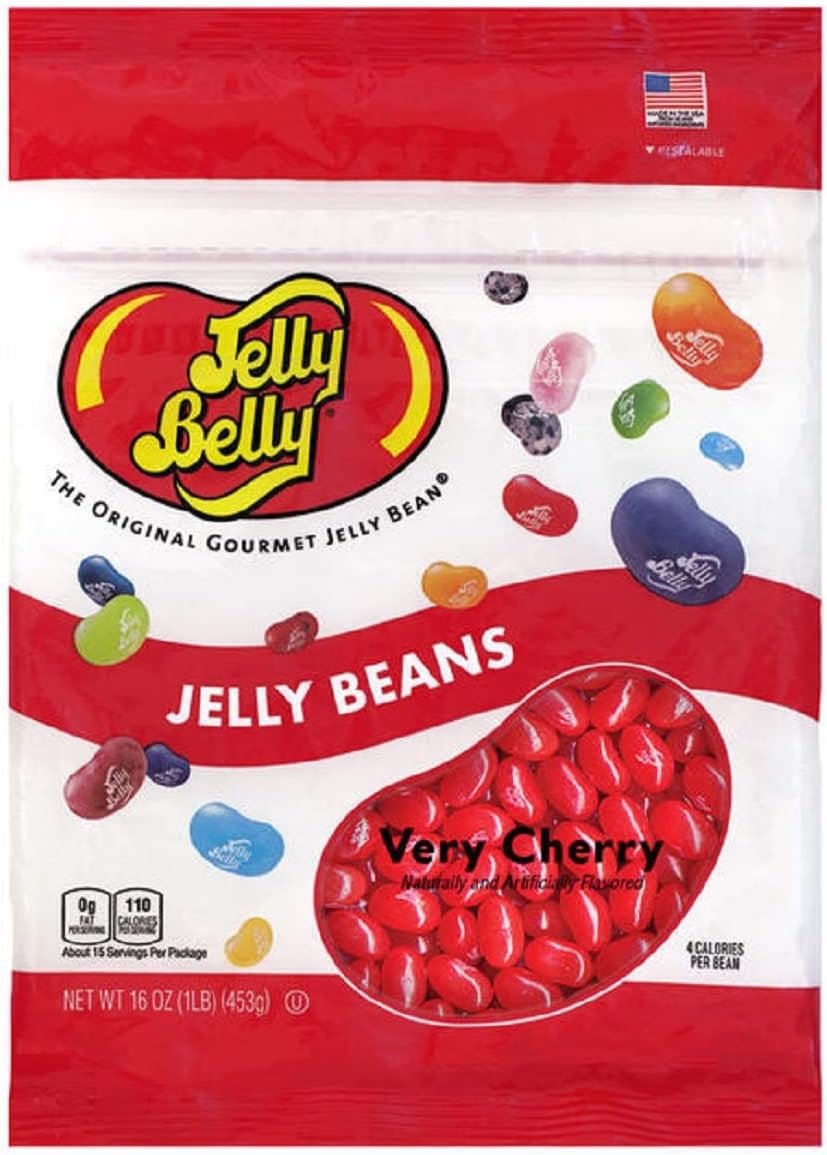 Jelly Belly Very Cherry Jelly Beans - 1 Pound (16 Ounces) Resealable Bag - Genuine, Official, Straight from the Source