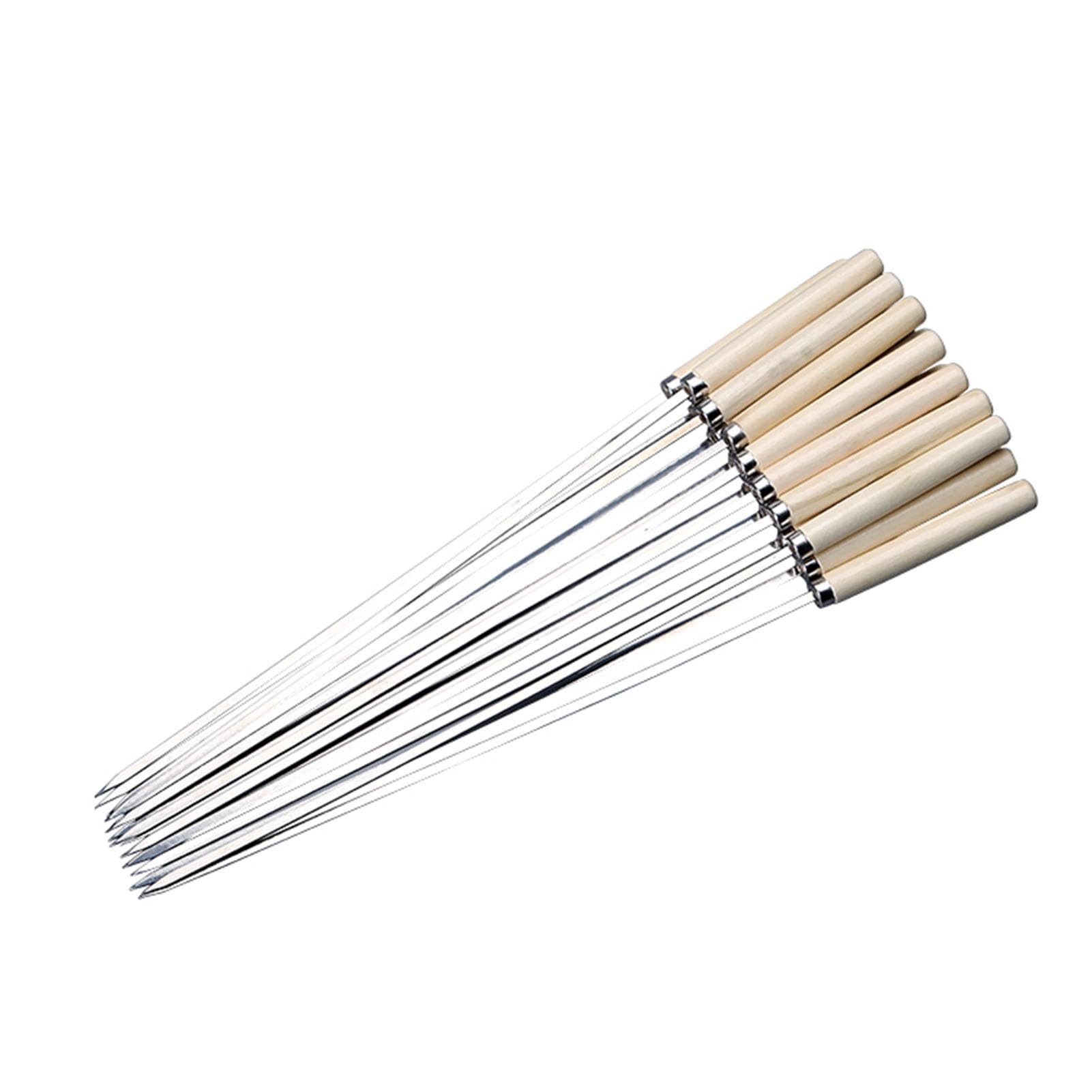 GTHTUHFD Reusable Grilling Skewers Set, Family Skewer Sticks, Stainless Steel With Wooden Handle, Anti-Slip And Wear-Resistant, Bbq Accessories,size_name-100