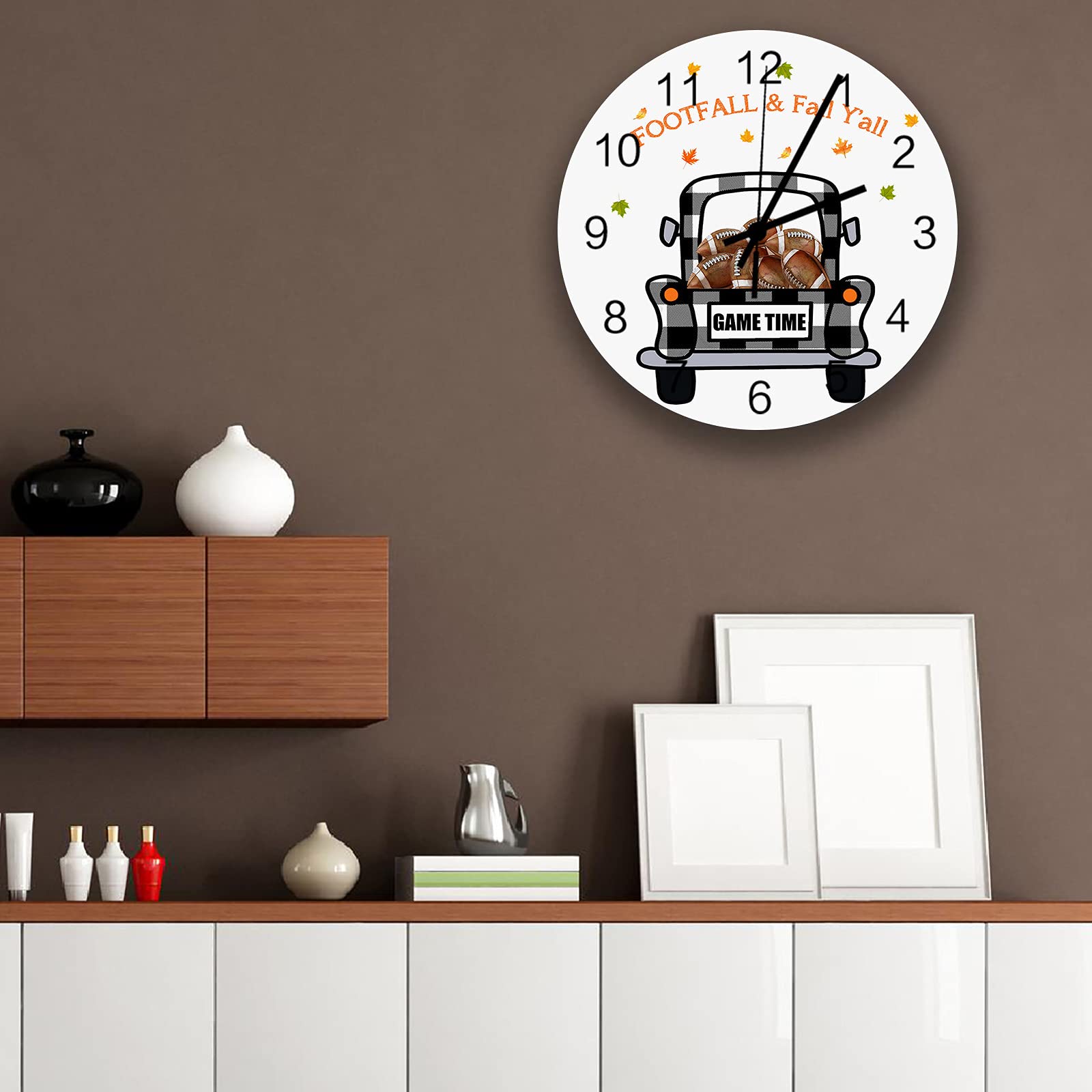 ArneCase Wall Clocks Silent Non-Ticking Wooden Wall Hanging Footfall Quartz Movement Wall Clocks for Living Room,Bedroom,11.8In