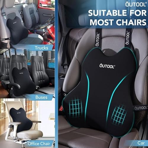 Qutool LUMBAR PILLOW FOR CAR/BLACK Lumbar Support Pillow For Car/Office Chair, Memory Foam Back Cushion For Car Seat, Back Pain Relief Adjustable Strap And Washable Cover thumb #6