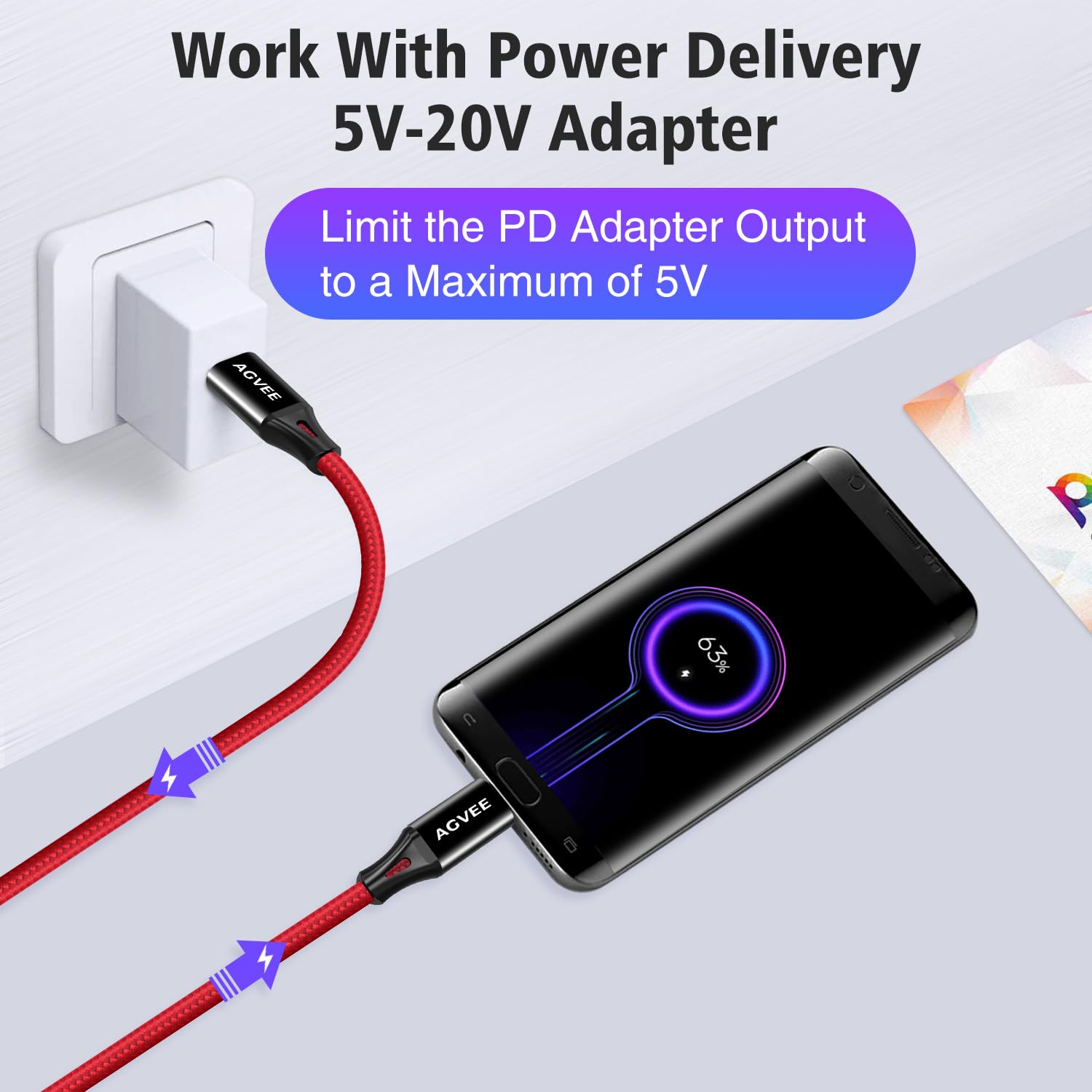 AGVEE 2 cables USB USB-C a Micro USB, 2 m, terminales dorados, cable de sincronización de datos para dispositivos micro USB, PS4, Kindle, teléfono Android, rojo
