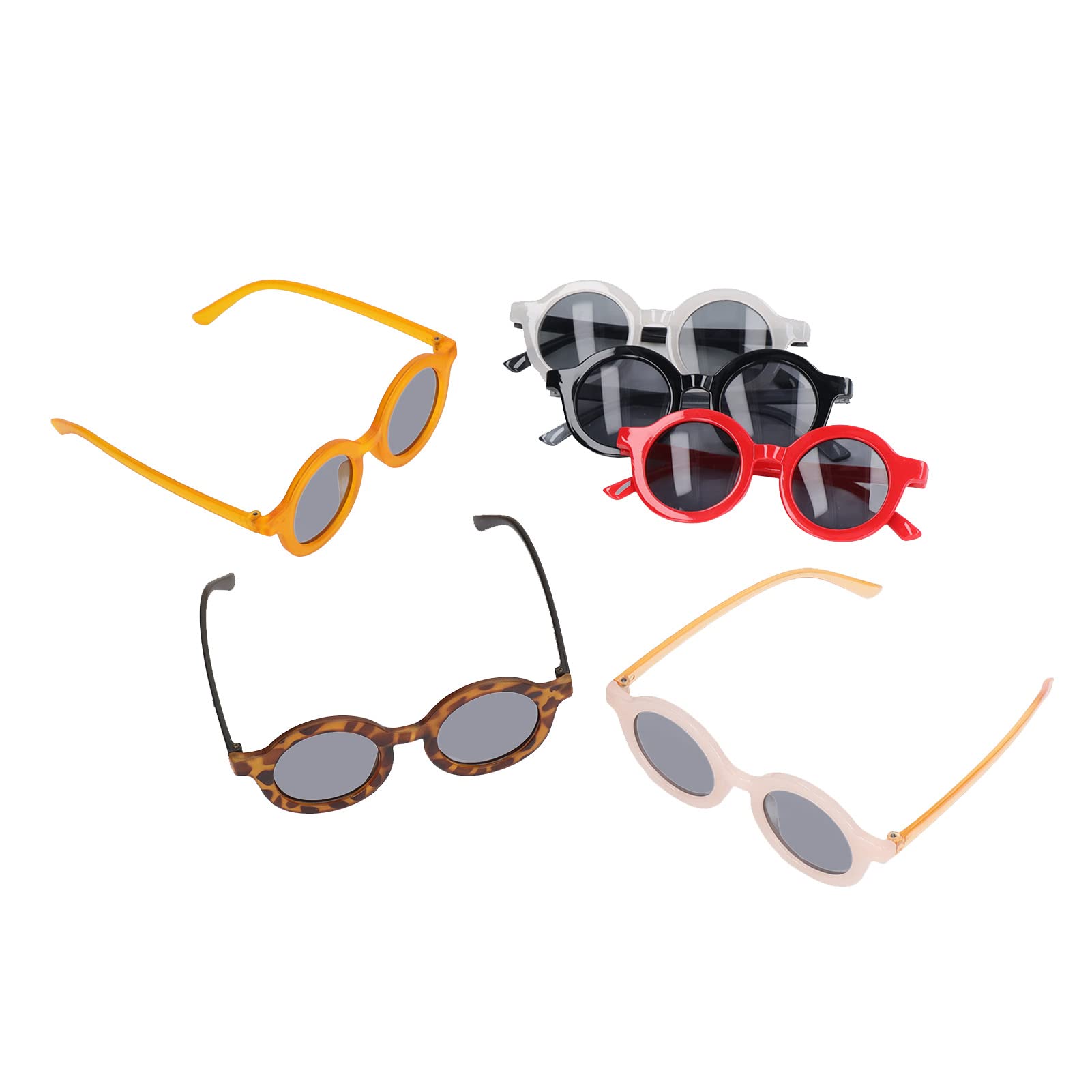 RIZGHWOY Gafas de Sol Redondas y Coloridas para Niños en un Juego de 6, Gafas de Sol Ligeras con Protección UV, Ideales para Uso en Exteriores