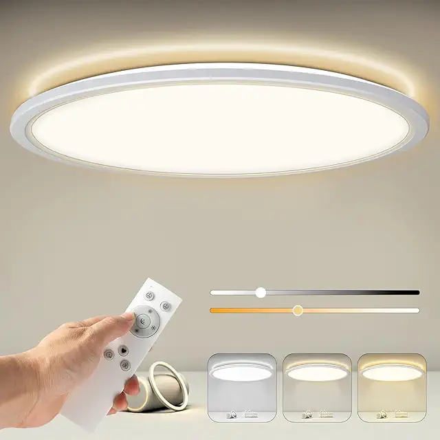 CGSGDK Dimmable LED Panel Ceiling Light with Remote - 24W 2400LM IP44