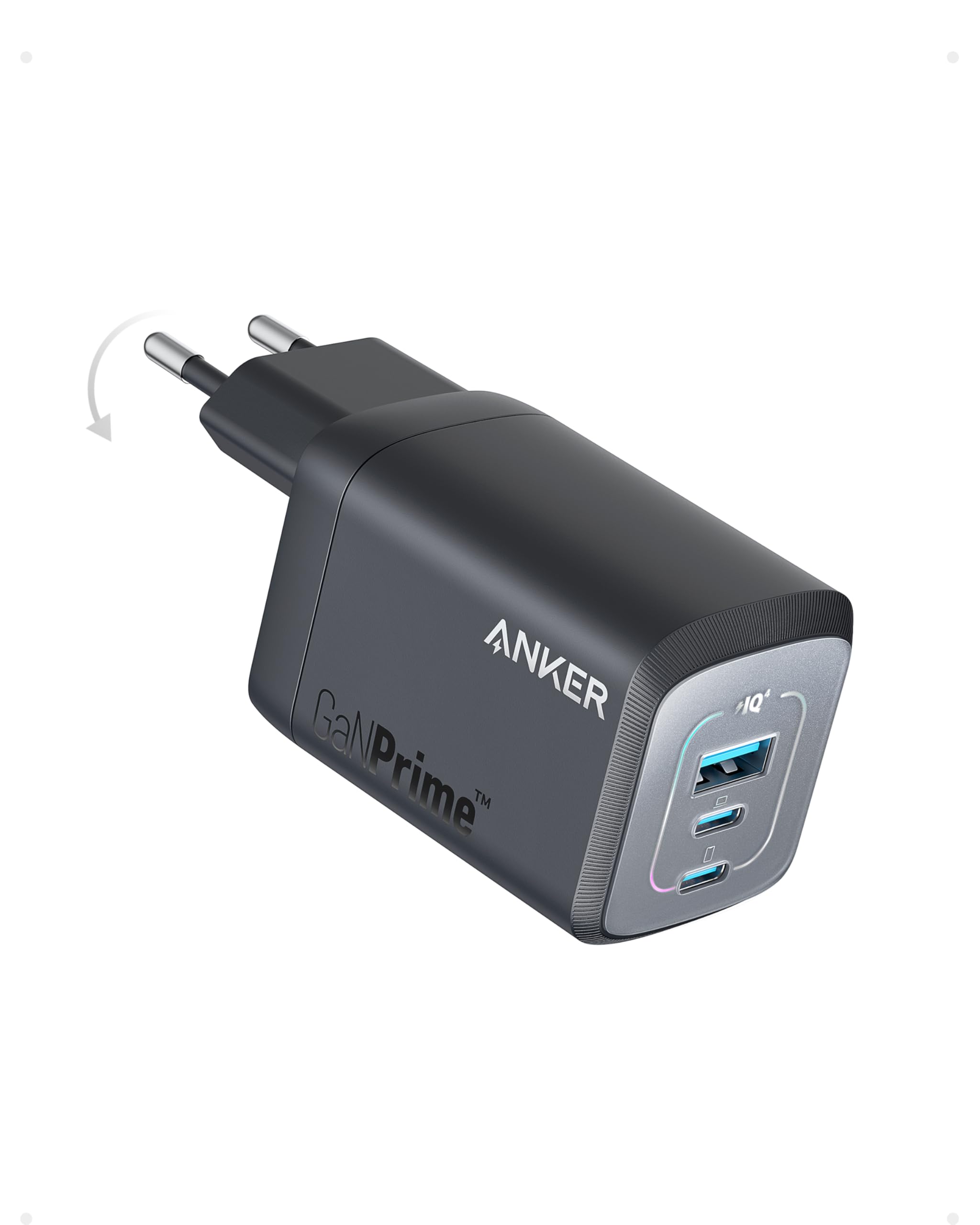 Anker Prime Chargeur USB C 100 W GaN, Chargeur Rapide Compact et Pliable 3 Ports, pour MacBook Pro/Air, iPad, iPhone 16/15/14/13 Plus Pro Max, Galaxy S23/S22, Note20, Pixel, Apple Watch, et Autres