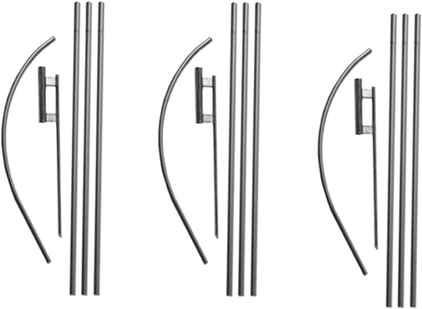 FFN Feather Flutter Flag Telescoping Hardware, Three 4 Piece 14ft Telescopic Pole Kits with Heavy Duty Metal Ground Spikes Stakes, for Windless Feather Flags Only