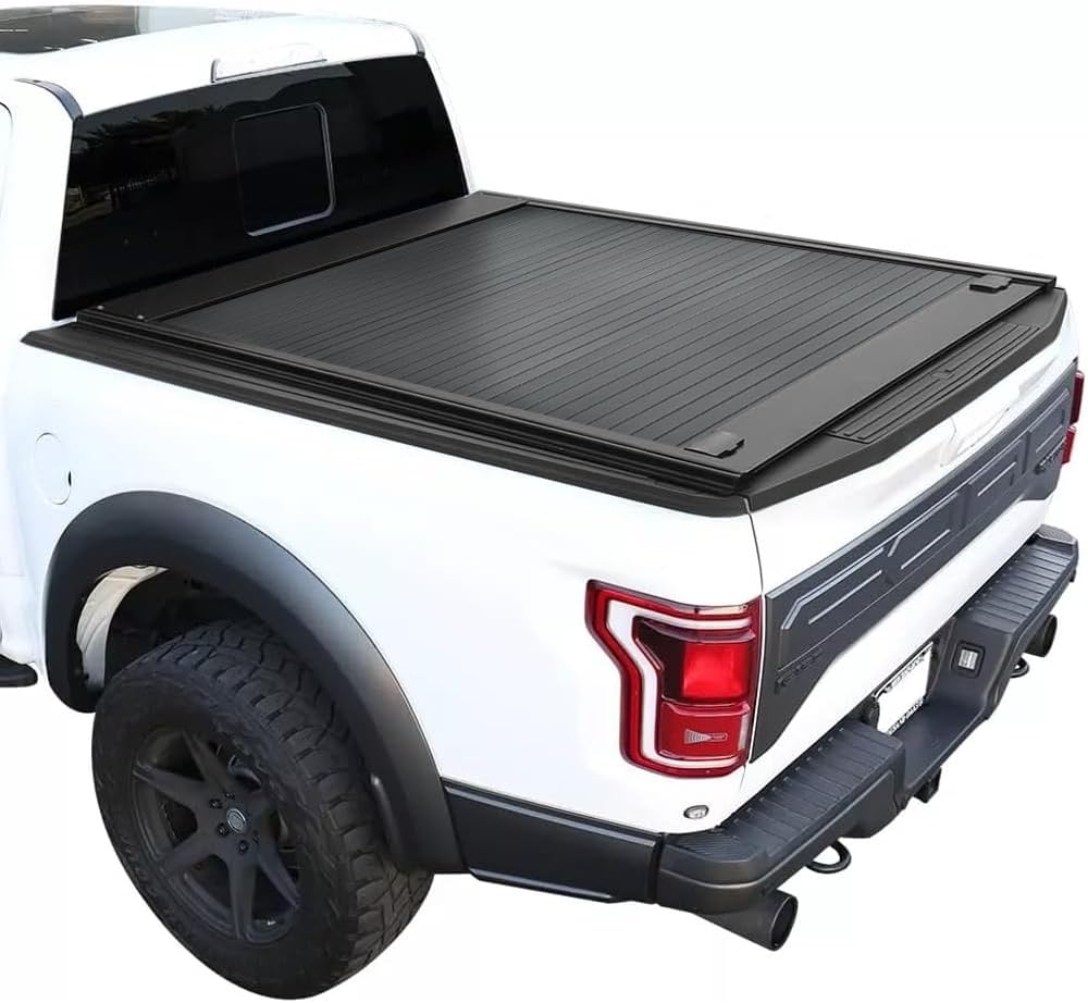 Syneticusa MB Retractable Hard Tonneau Cover Fits 2004-2025 Ford F-150 5’6” (67”) Truck Bed (incl. Raptor/Lightning) Powder Coated Matte Black Aluminum Waterproof Accessories