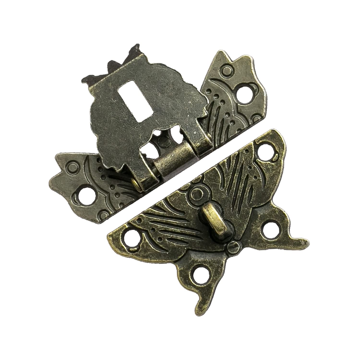 HMF 6495 Vintage Butterfly Clasp with Lock Eyelet 50 x 45 mm Bronze, Butterfly closure - Image 3