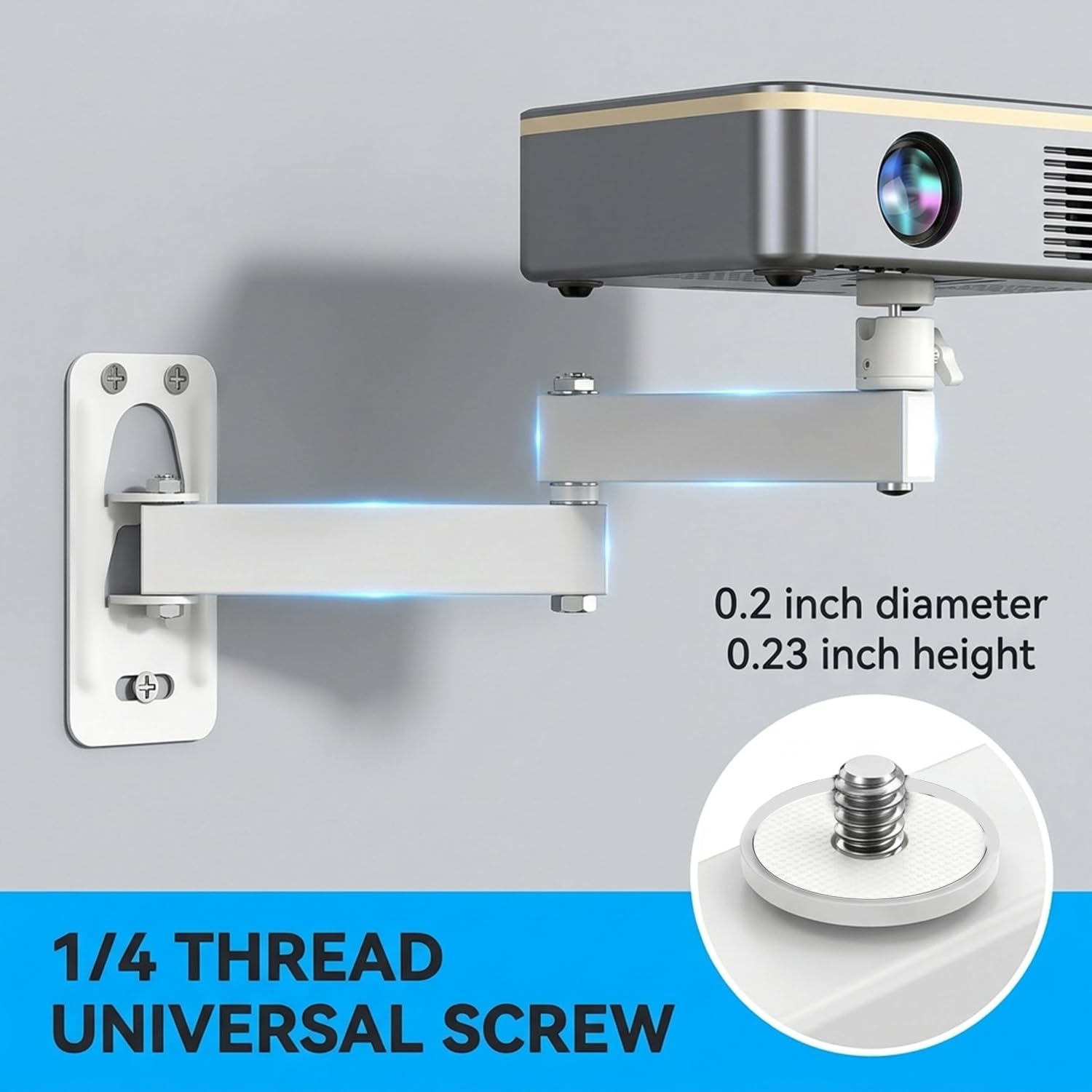 ZORBES Projector Wall Mount Stand, Foldable Tilt Swivel 360°, Up to 6.6 lbs — Amazon image 3