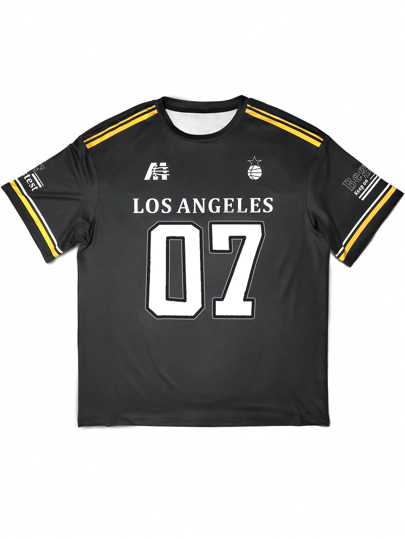 Floerns Maglietta da uomo in jersey con stampa grafica grafica oversize, a maniche corte, girocollo, casual, da calcio