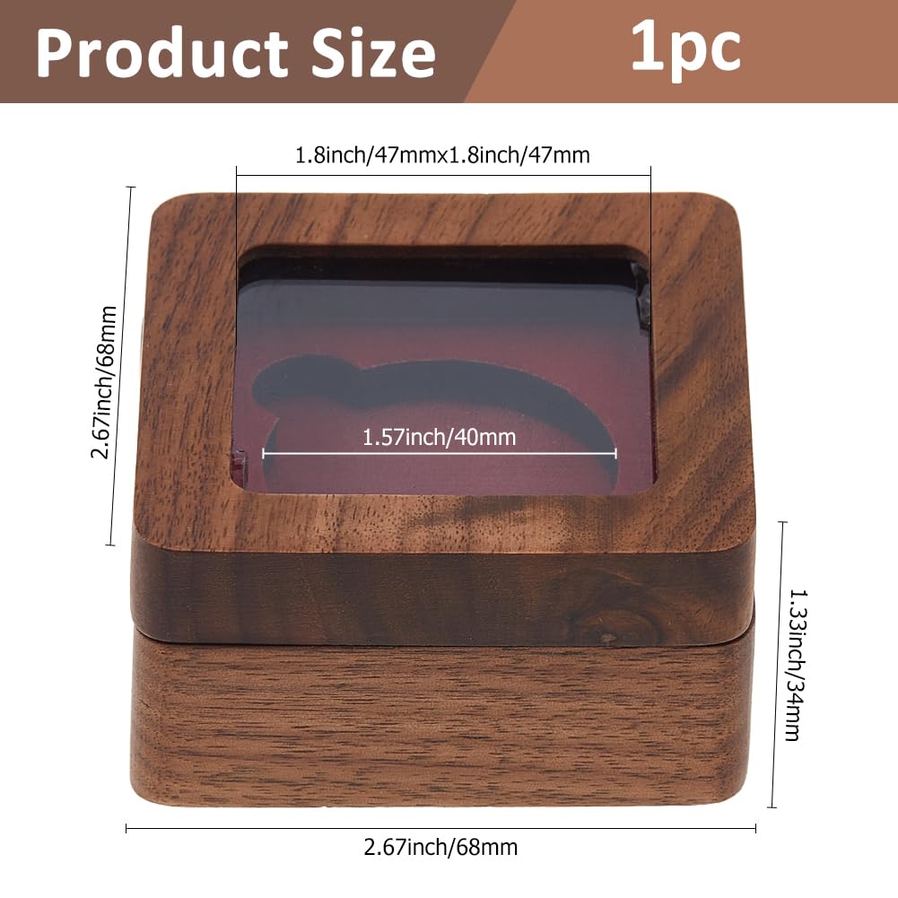 SUPERFINDINGS Single Coins Storage Case Wood Challenge Coin Dispaly Case Coins Presentation Box with Dark Red Velvet Slot Coins Holder with Acrylic Clear Window for Collection - Image 2
