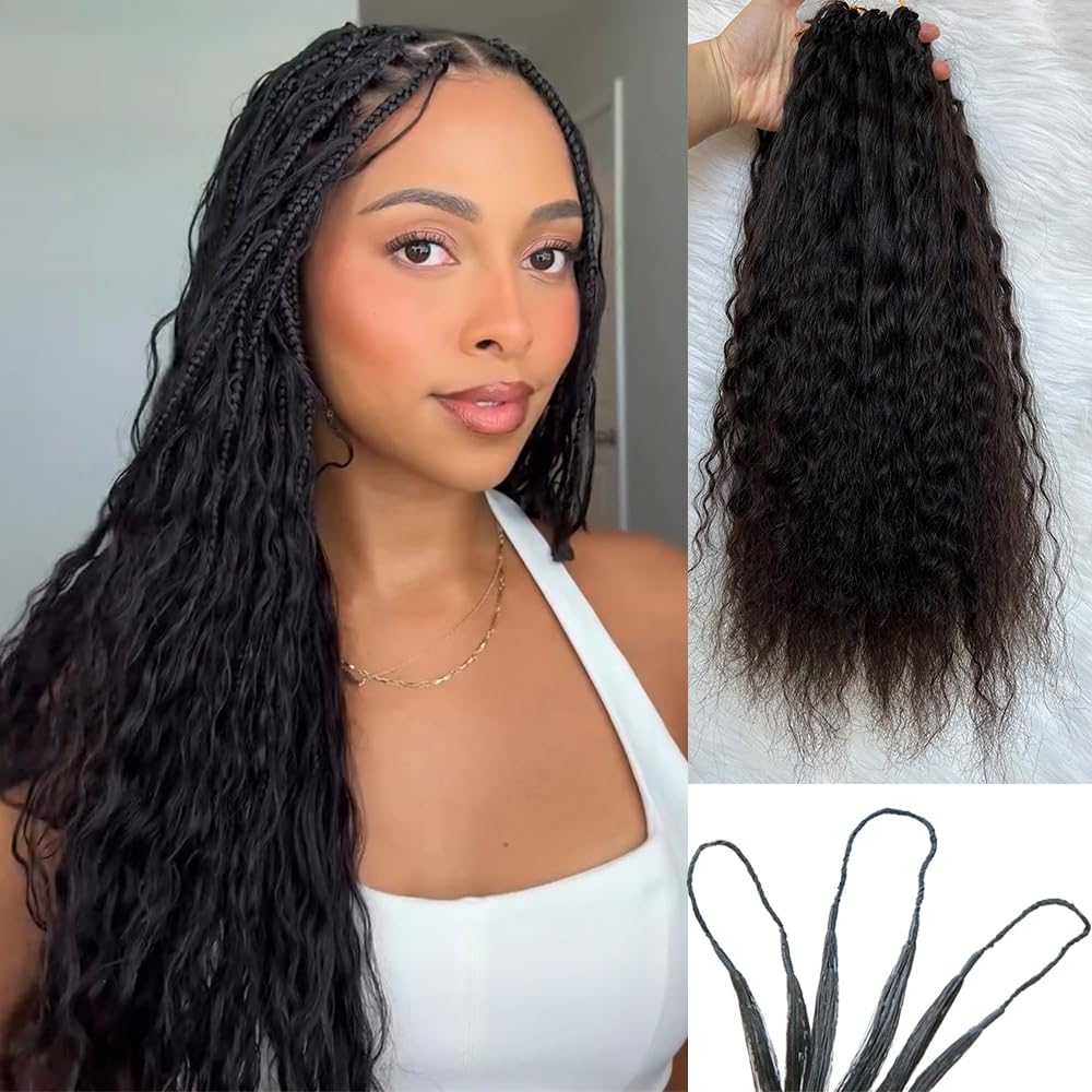 Wet and Wavy Crochet Human Hair Knotless Pre-Separated Water Wave Human Hair Lightweight Reusable For Braiding Feather Crochet Hair Extensions 20Inch 120g 100Strands