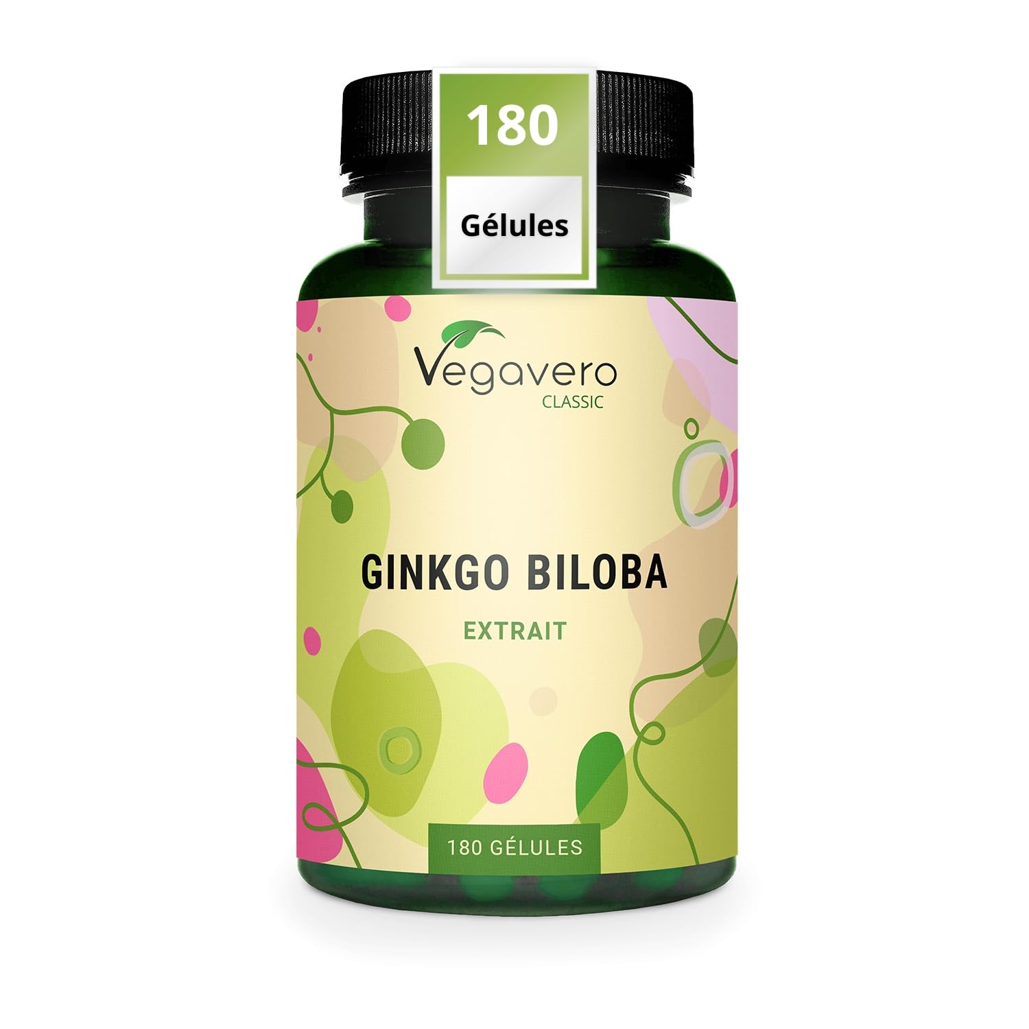 Ginkgo Biloba | Extra Fort : 6000mg | Mémoire + Circulation Sanguine | 180 Gélules | Unique : 24% Glycosides de Flavone + 6% Lactones Terpéniques | Vegan & Sans Additifs | Vegavero®