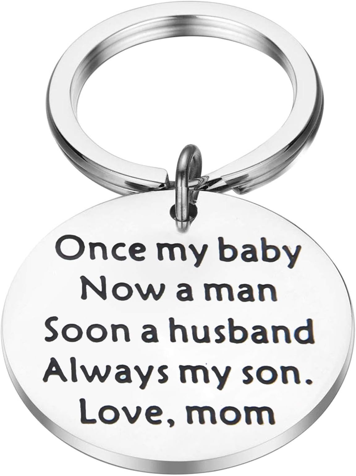 FEELMEMMom to Son Keychain Once My Baby Now A Husband Always My Son Keychain Groom Gift Wedding Gift for Son from Mom