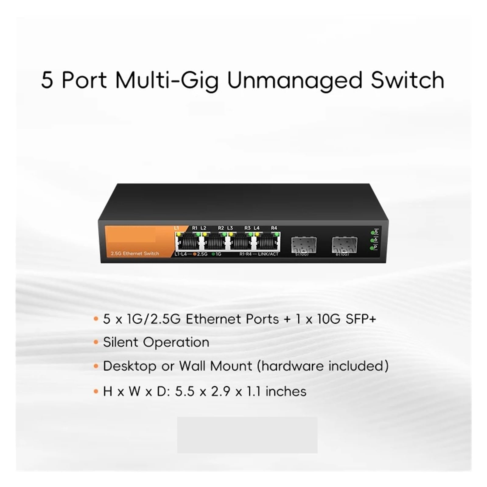 Switch Multi-gigabit a 6 Porte 4 x 2,5 GbE + 2 x 10 G SF.p+ Plug & Play Non gestito(Switch with A/*U Plug)