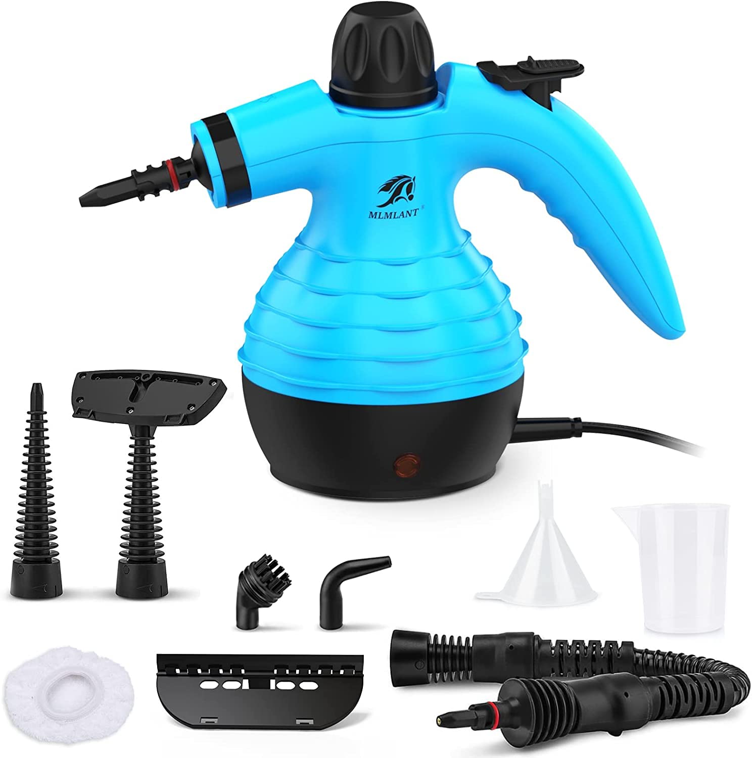 MLMLANT Nettoyeur Vapeur Portable Polyvalent,Mini Nettoyage Nettoyant,Avec 9 Accessoires Pour éliminer Les Taches de Rideau,Vitre,Tapis,Sièges D'auto,Sofa,Cuisines,SallesDe Bain