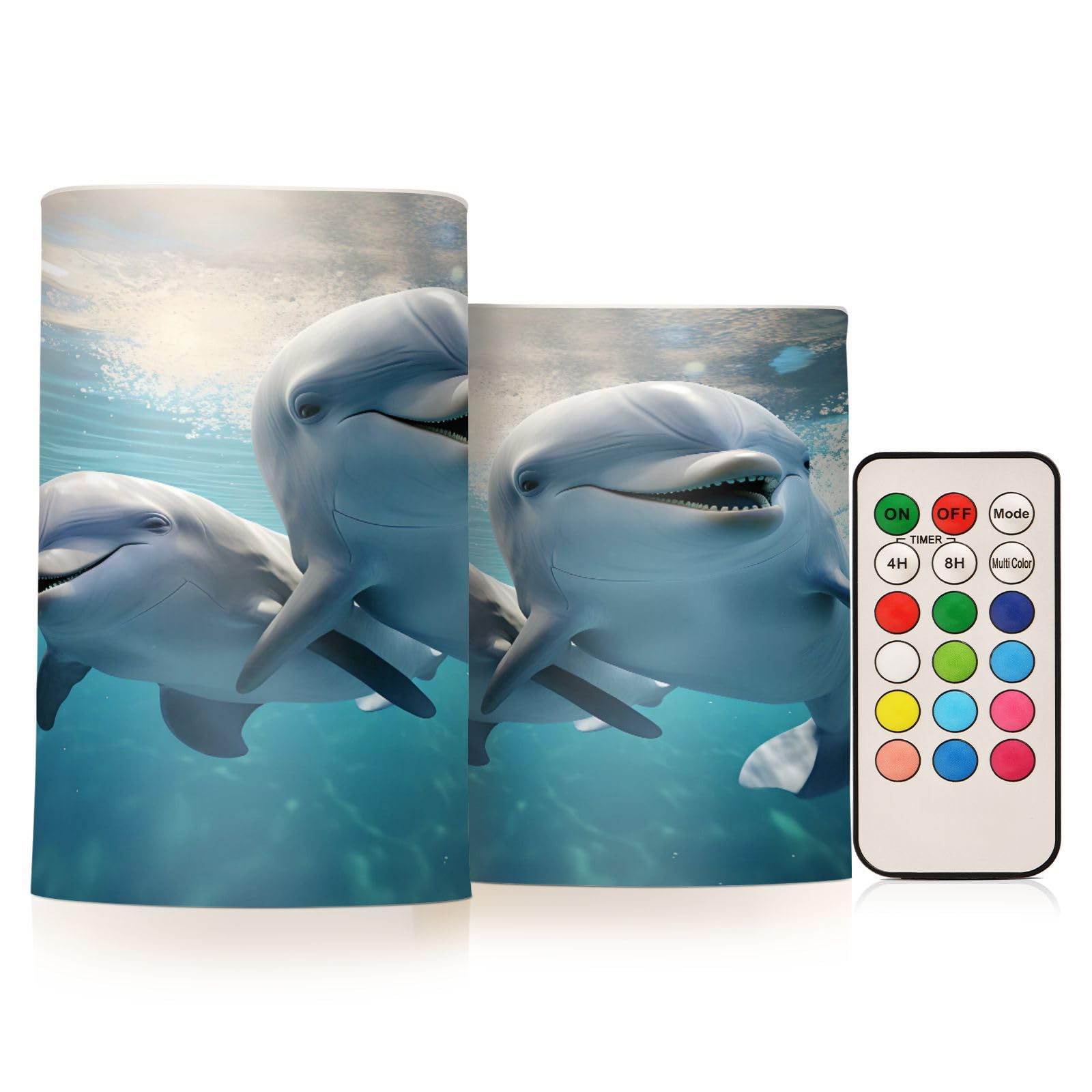 ALAZA Whale (14) Flickering Flameless Candles Battery Operated with Remote Timer,Tea Light Candles LED Pillar Votive Candles Set of 2 for Outdoor Indoor Decorations