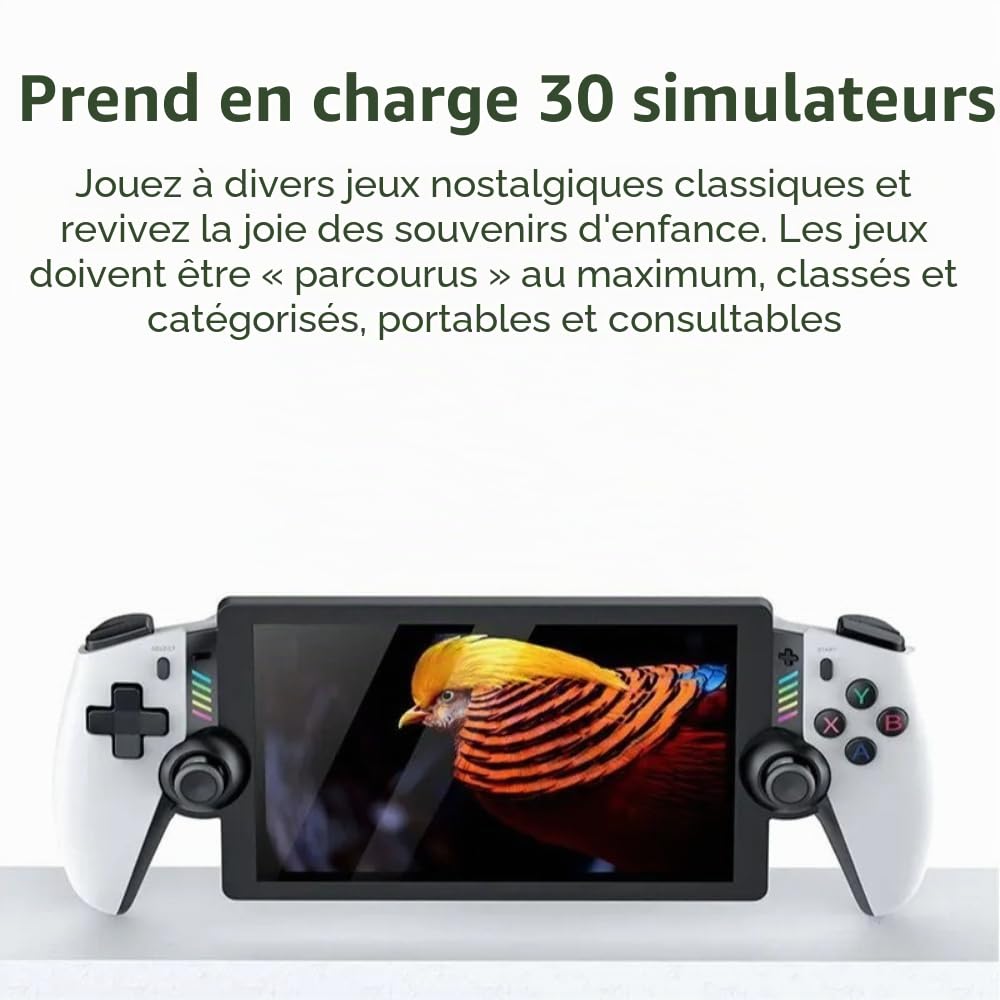 M28 Console de jeu portable rétro, grand écran LCD HD de 18 cm, système EmuELEC intégré, plus de 30 émulateurs et plus de 20 000 jeux, batterie de 4000 mAh, lecteur de jeu vidéo portable pour enfants