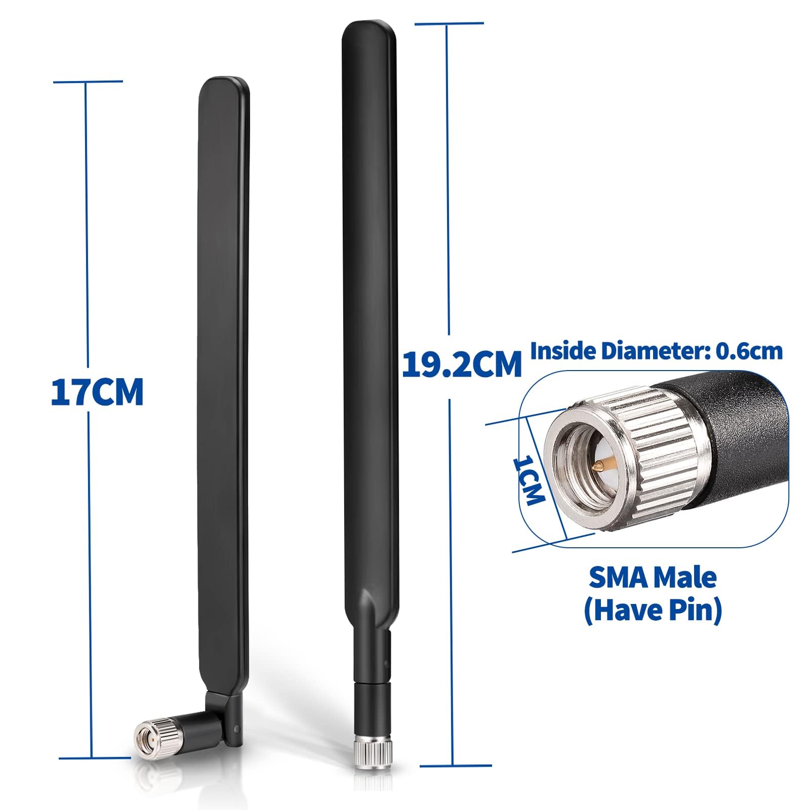 Bingfu Antena 4G LTE 6 dBi 698-2700 MHz SMA wtyczka wielokierunkowa | Antena wielokierunkowa do routerów 4G LTE, CPE, Gateway, urządzeń IoT, hotspot i kamer monitorujących