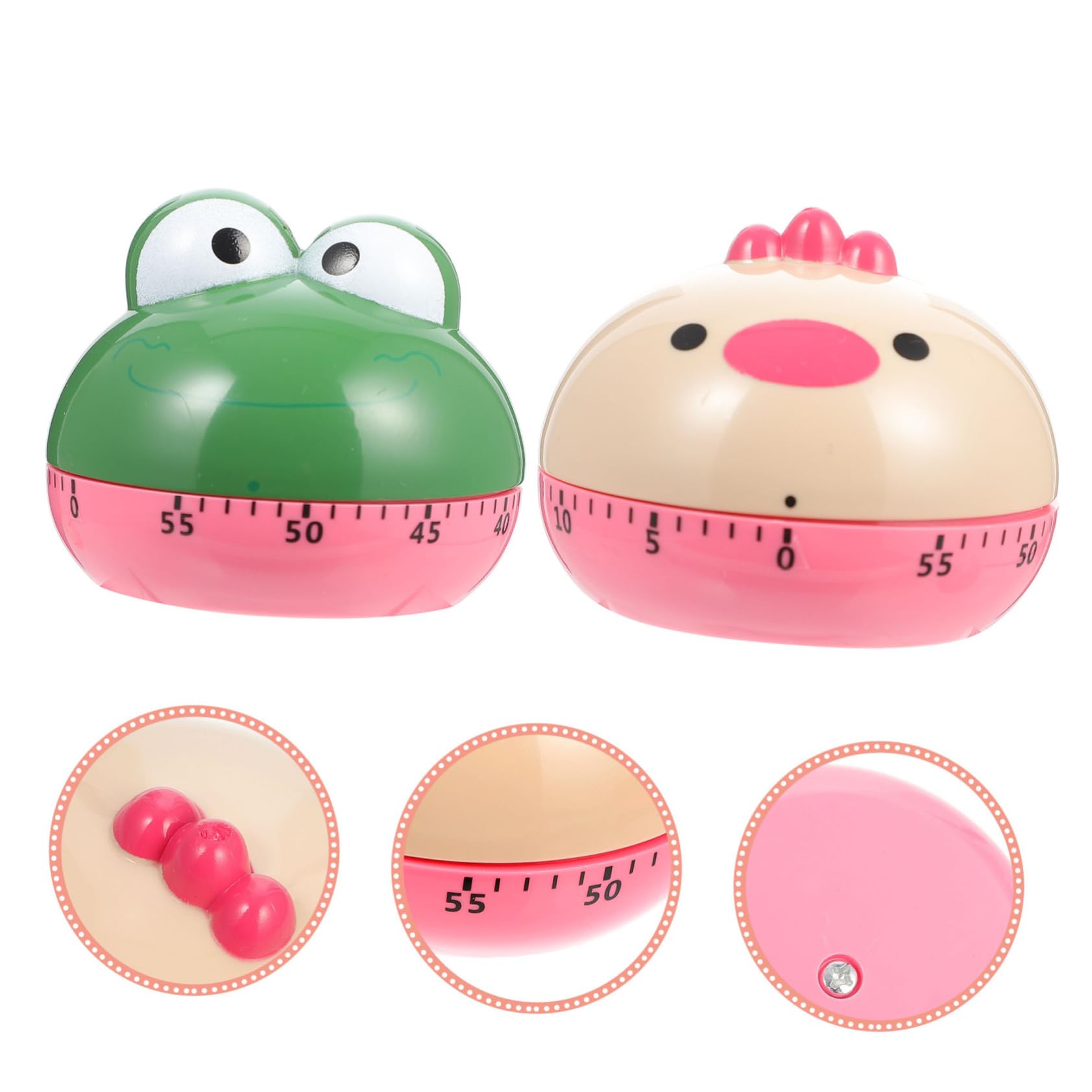 2 Pièces Minuterie De Dessin Animé Nouveauté Cuisine Outil De Rappel De L'heure Mécanique Minuterie De Machines De Cuisson à Rebours Étudiant Animal Minuteur Plastique