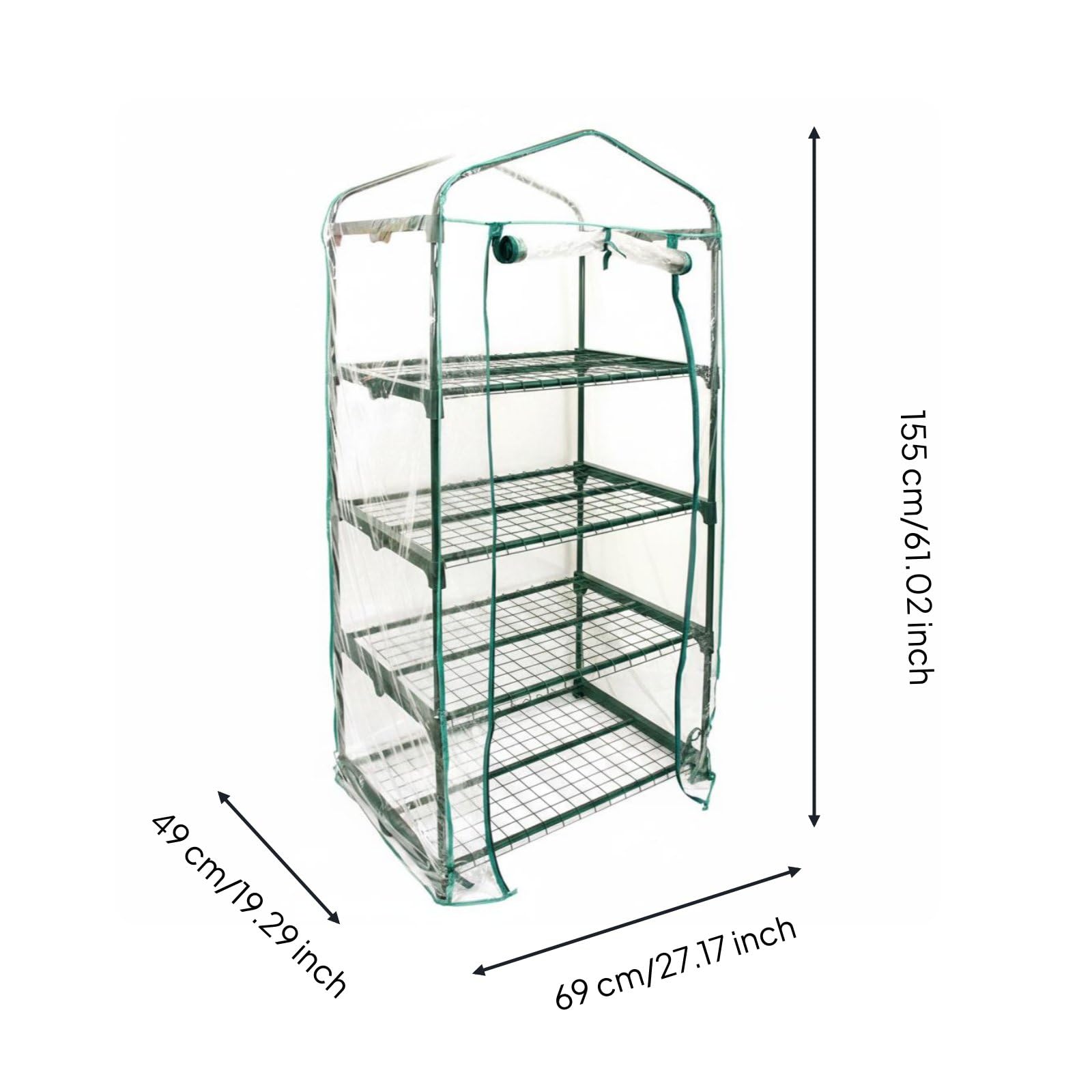 Housse Serre en PVC Transparent Tente Serre en PVC Résistant pour Les Intempéries Abri Plante Imperméable pour Jardin, Balcon , 4 Étages