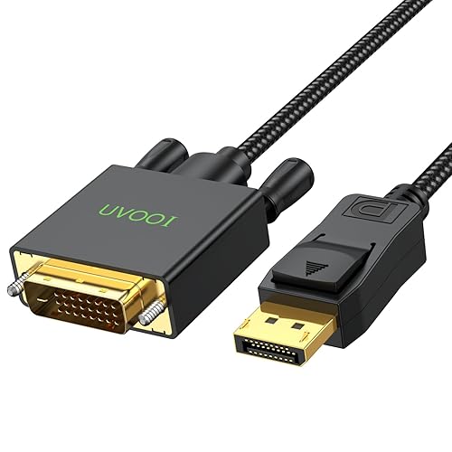 Miniatura 7 de UVOOI Cable DisplayPort a DVI de 6 pies, puerto de pantalla DP a DVI-D Cable macho a macho para monitor de video trenzado de nailon compatible con