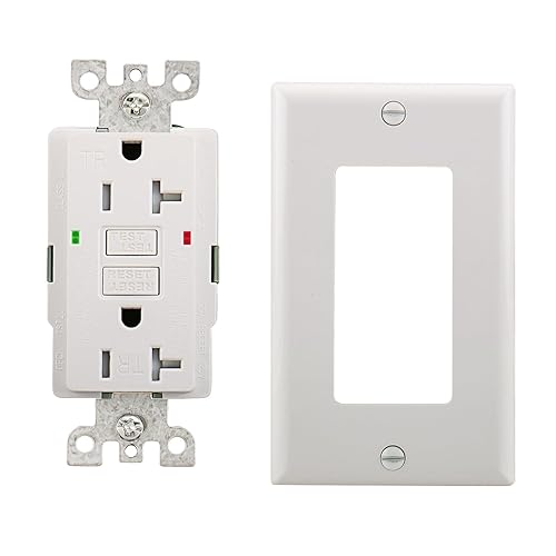 Miniatura 8 de Wengart Toma GFCI, 1 paquete, 20 amperios, 125 voltios, 60 Hz, receptáculo GFCI, grado residencial y comercial, listado UL y CUL blanco