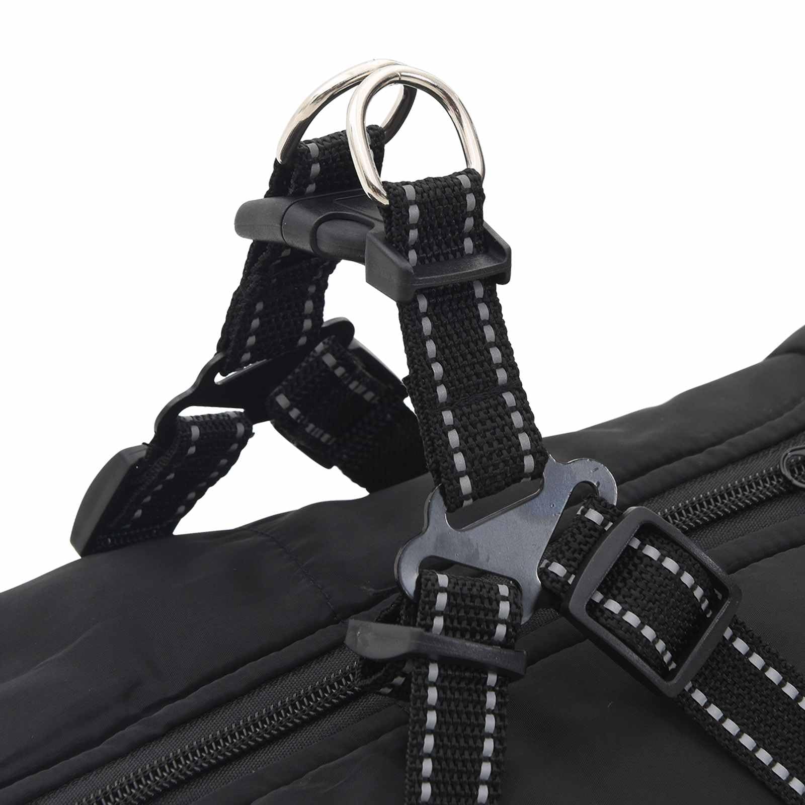 Cappotto per cani nero L48 in pile e poliestere regolabile con strisce riflettenti per inverno e autunno, antivento, impermeabile, caldo, ideale per passeggiate, all'aperto e passeggiate