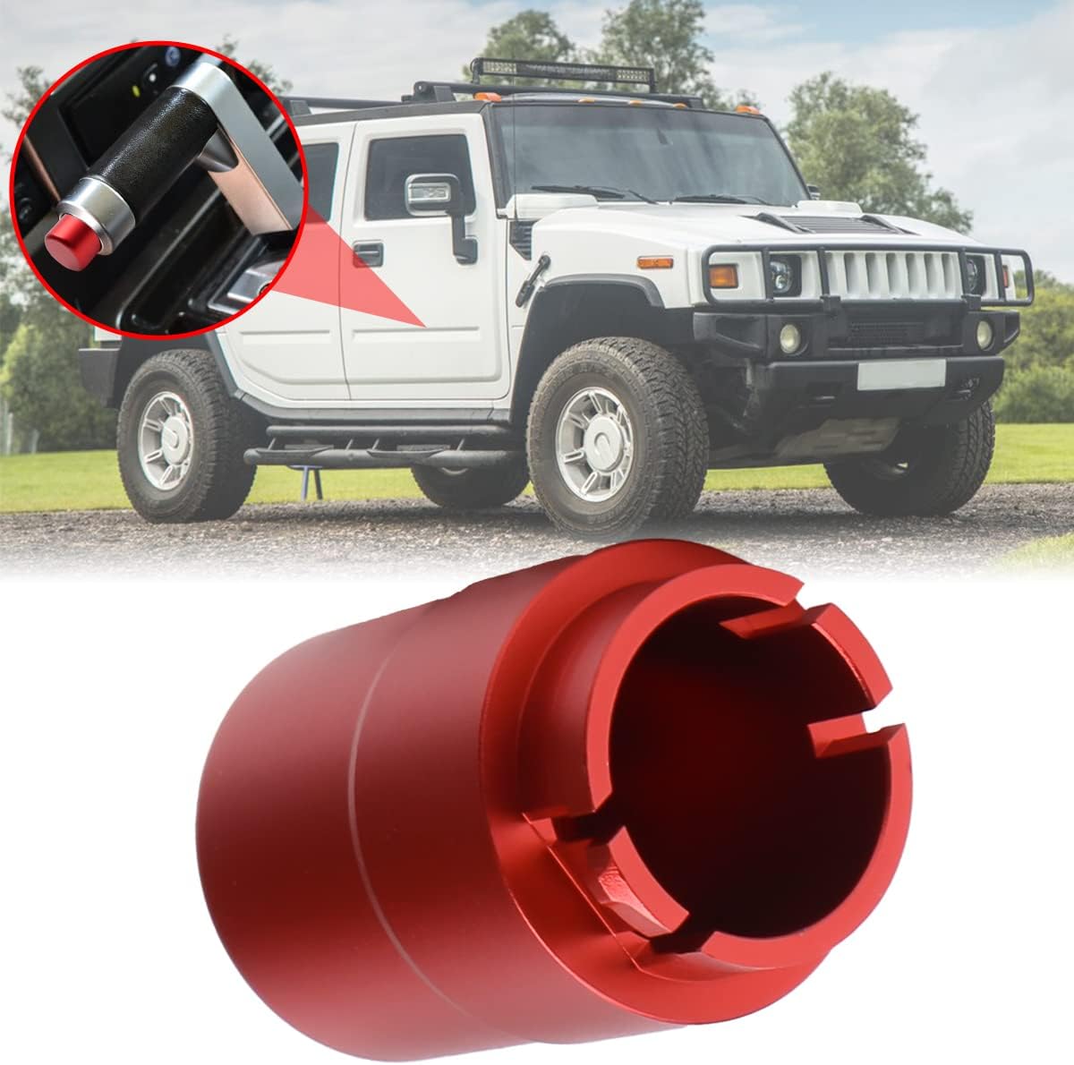 Transmission Shifter Button Knob, Gear Shift Handle Button for Hummer H2 & H2 SUT 2003 to 2009, CNC Aluminum Alloy Anti-Rust Durable for Hummer Accessories, Not ABS (Red)