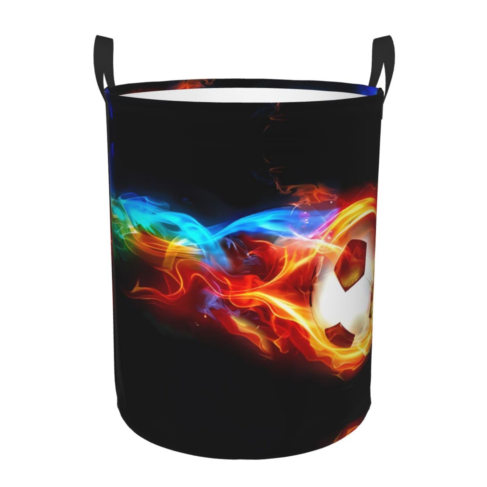 M Circular Hamper Fire Dragon Roll soccer Print for Dirty Clothes