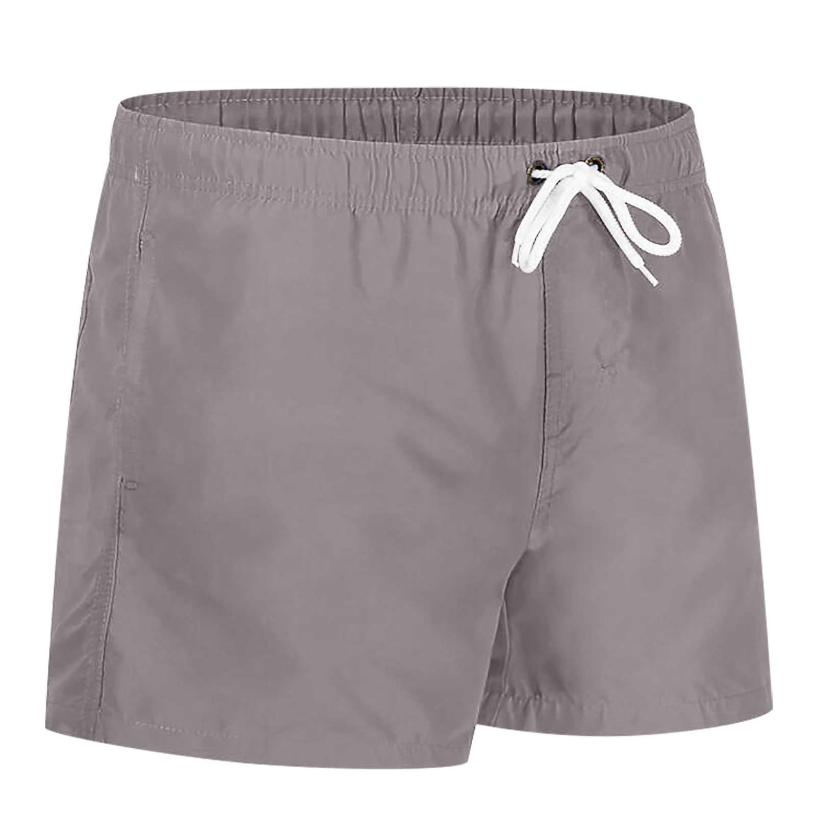 Mens Shorts 2024 Summer Trendy Three-Point Pants Elastic Waist Drawstring Beach Pants Soild Color Trousers with Pocket