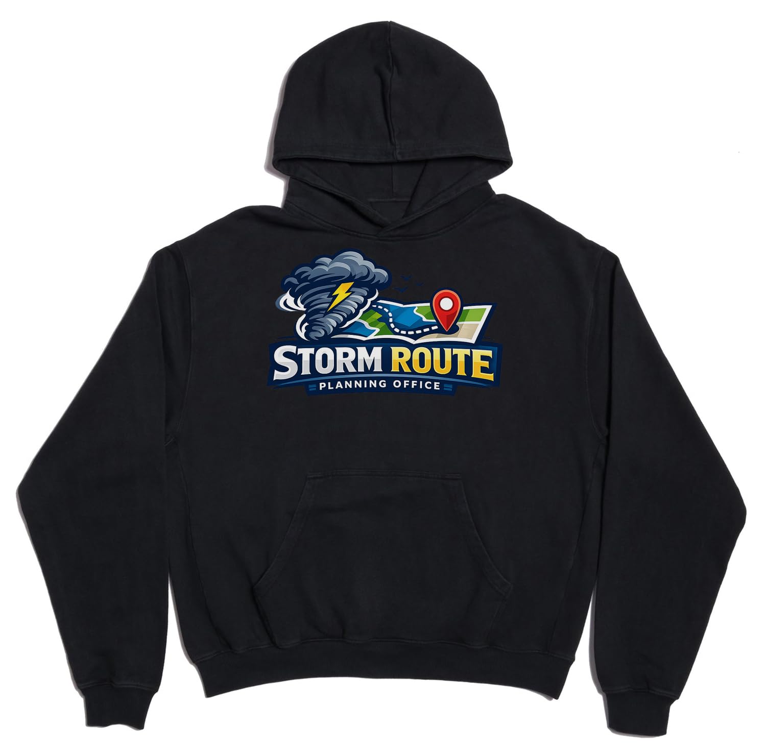 Storm Route Planning Office Logo Design Unisex Oversize'owa bluza z kapturem z mieszanki bawełny czarna