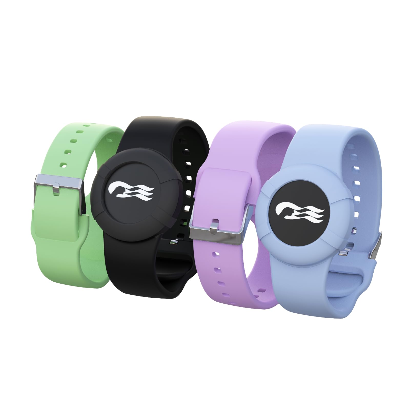 4 Pack Princess Cruise Medallion Holders for Kids and Adults, Silicone Wristbands for Carnival Ocean Medallion - 2 Sizes (S/M and M/L) in One Pack, Black and Blue (M/L), Purple and Green (S/M)