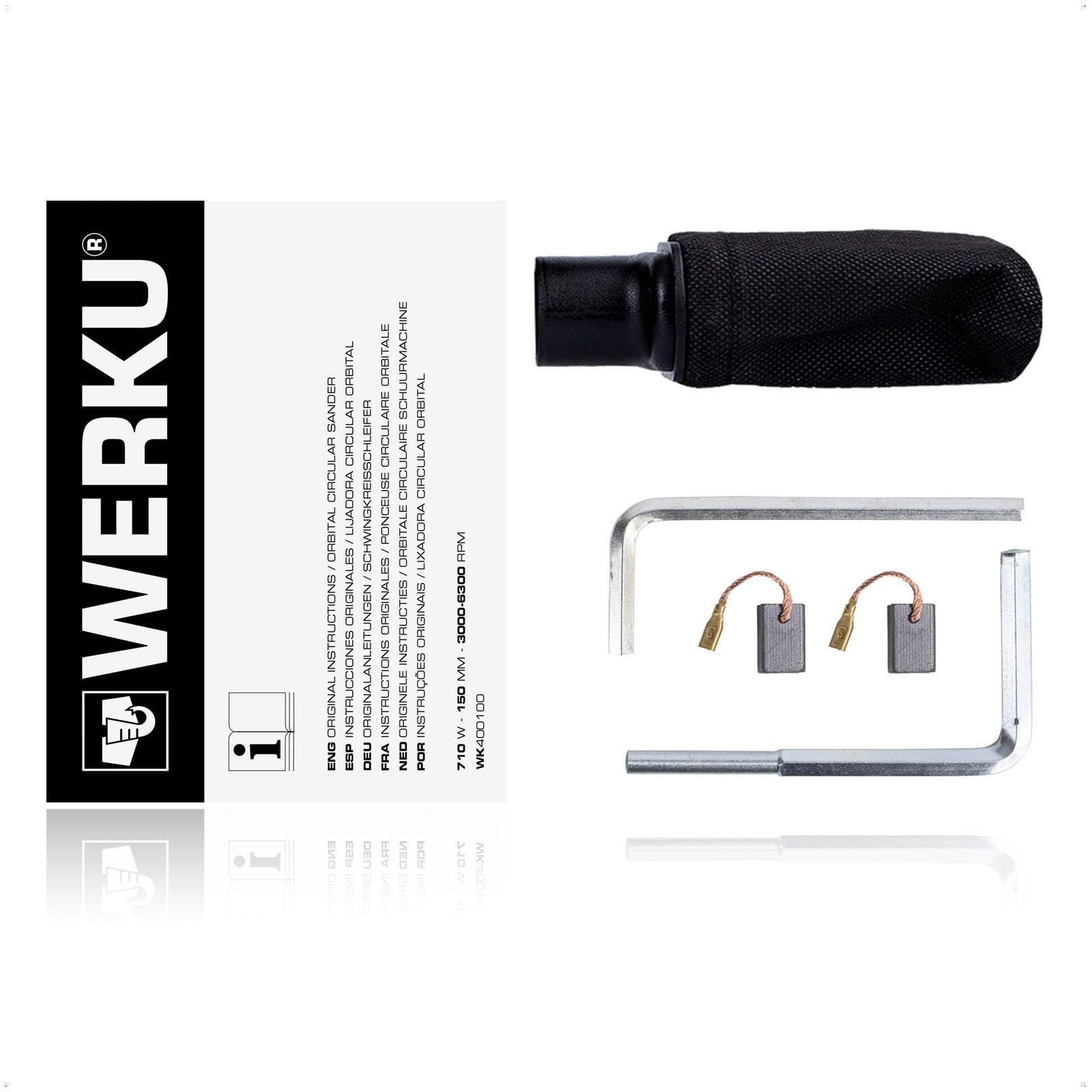 Werku WK400100, Lijadora Circular Rotorbital, Calidad Profesional, Potencia 710 W, Disco 150 mm, Órbita 4 mm, Incluye Colector Polvo