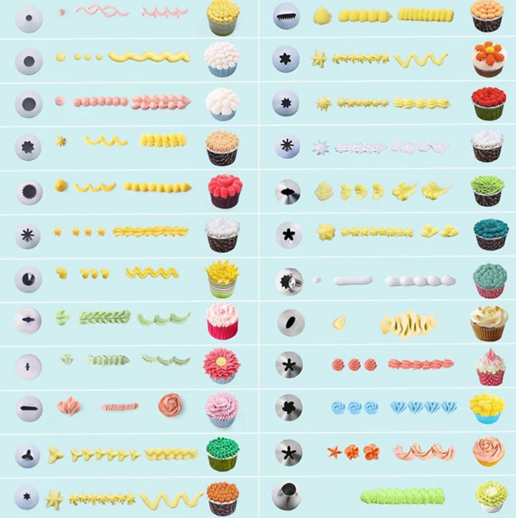 Juego de boquillas para repostería para pastelería, puntas de pastelería para glaseado, galletas, cupcakes, decoración de pasteles, juego de puntas de decoración de pasteles (24 piezas con