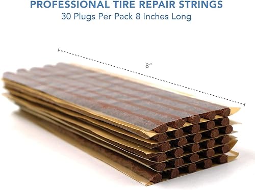 Miniatura 2 de CKAuto 30 cuerdas de reparación de neumáticos marrones de 8 pulgadas, tapones de reparación de neumáticos para neumáticos todoterreno sin cámara