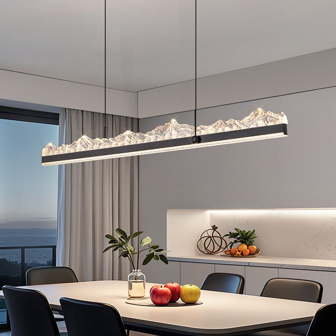 120cm LED Pendelleuchte Esstisch Decken-Hängelampe Modernes Lineares dimmbare Hängeleuchte Esszimmer mit Fernbedienung höhenverstellbar LED Esstischleuchte Esszimmerlampe Büro Schwarz Kronleuchter