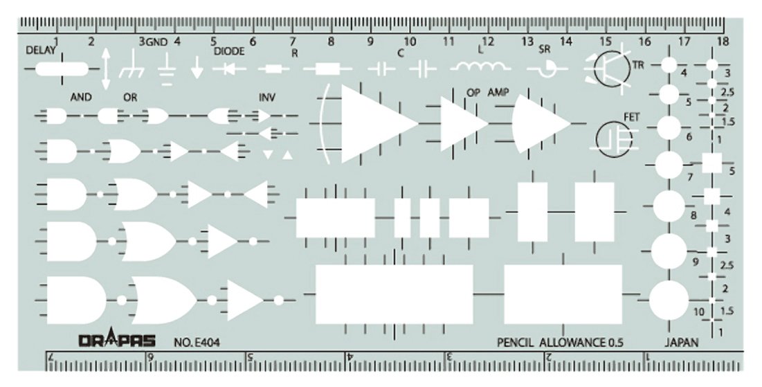 Gong Pass Template E404N logic circuit ruler règle schéma électronique japonais B 31404