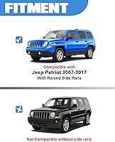 Vista 2 de FengYu Barras Transversales para Techo de 220 lb Compatibles con Jeep Patriot 2007-2017 con Riel Lateral Elevado, Barras Transversales de Rieles