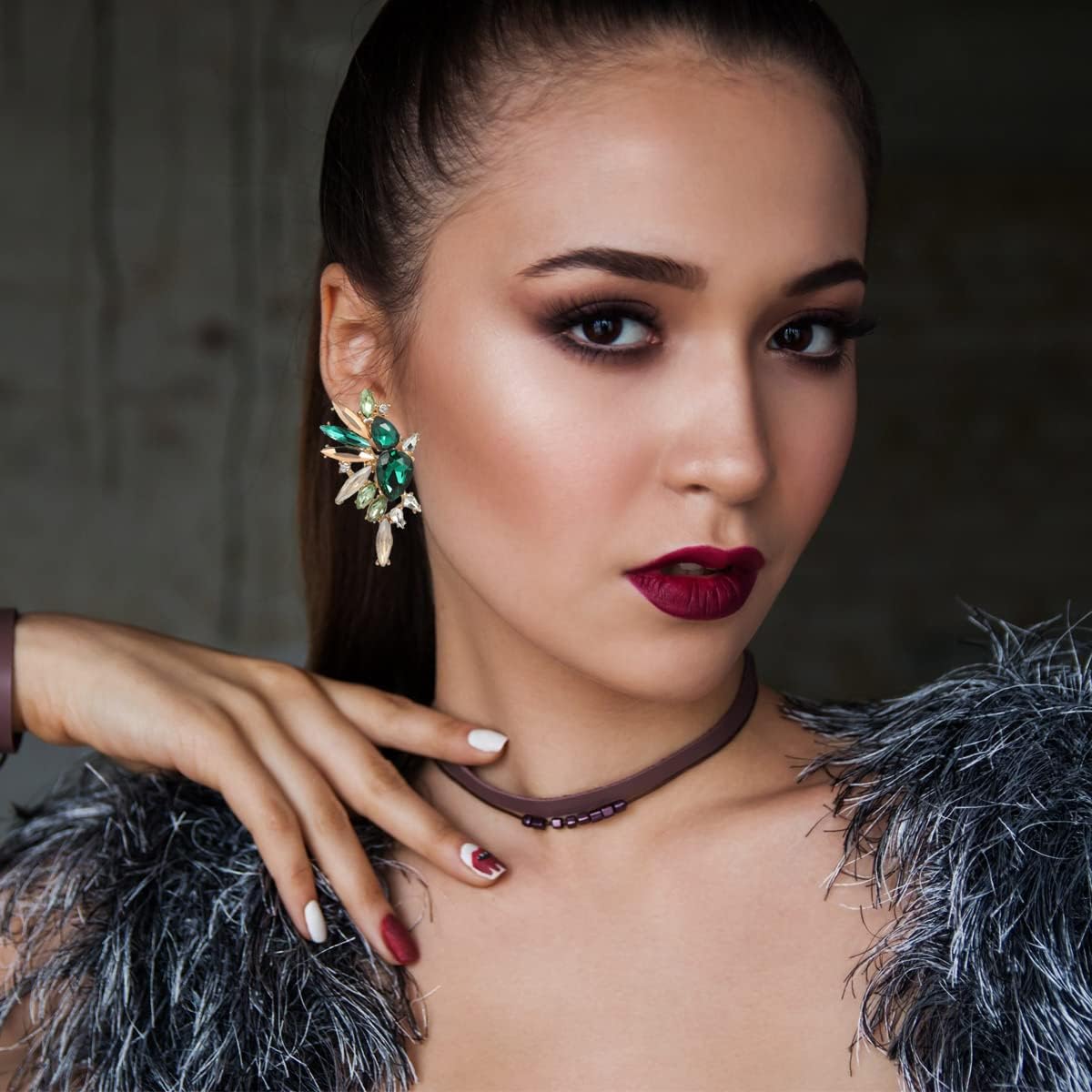 Vintage Rhinestone Statement Clip on Earrings Retro Crystal Drop Dangle Earrings Cluster Non Pierced Earrings for Women - Image 2