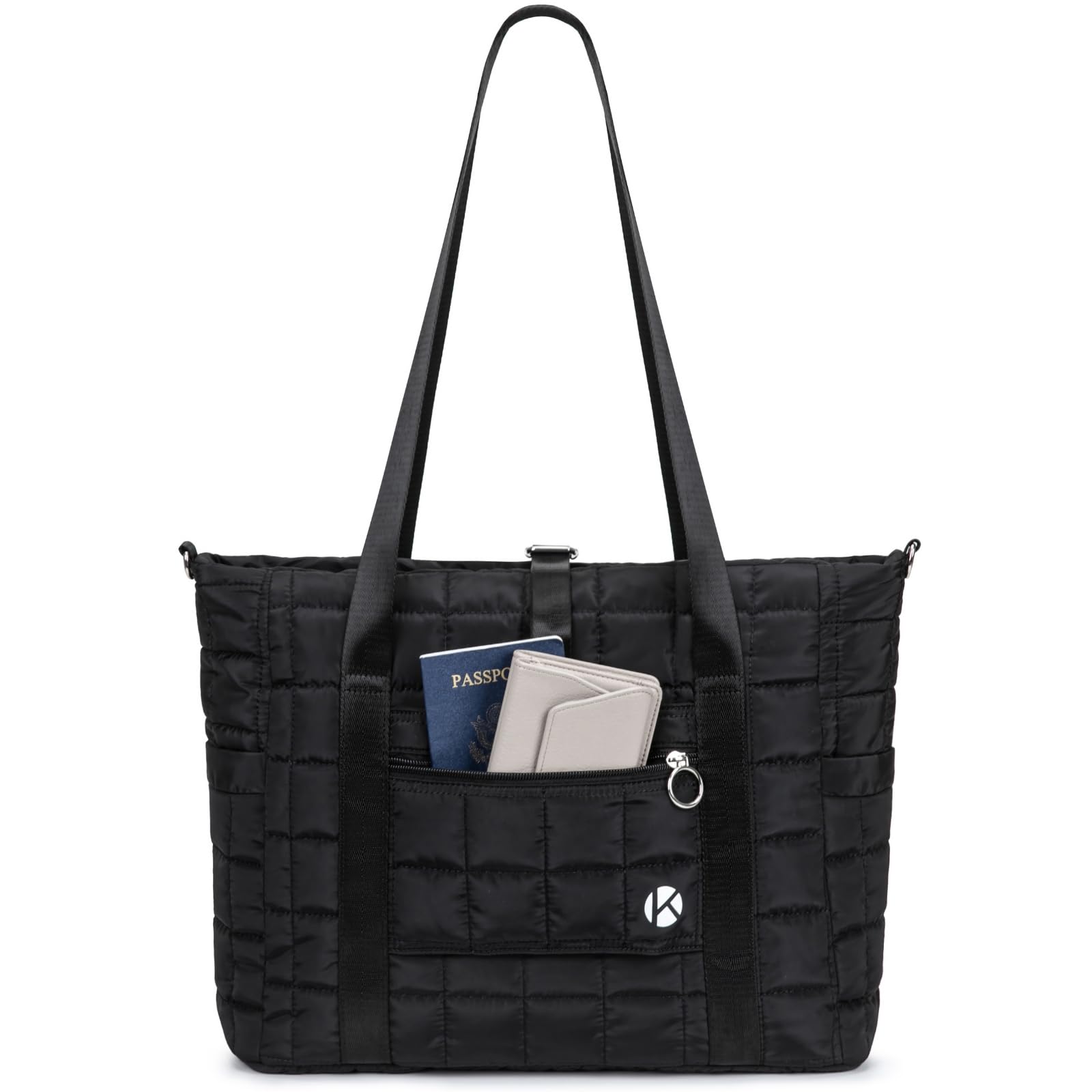 Tote Bag for Women with Zipper Puffer Gym Tote with Yoga Mat Straps