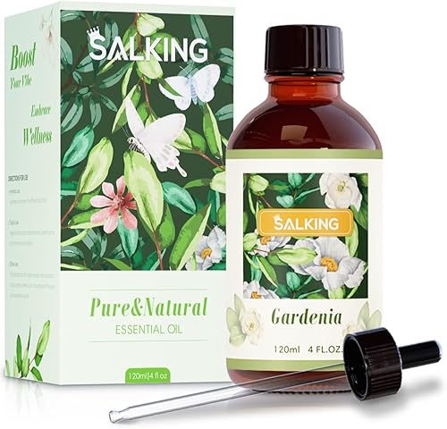 SALKING Gardenia - Aceite esencial de 4 fl oz, aceites aromáticos prémium para difusor, aromas de velas para hacer velas, suministros para hacer