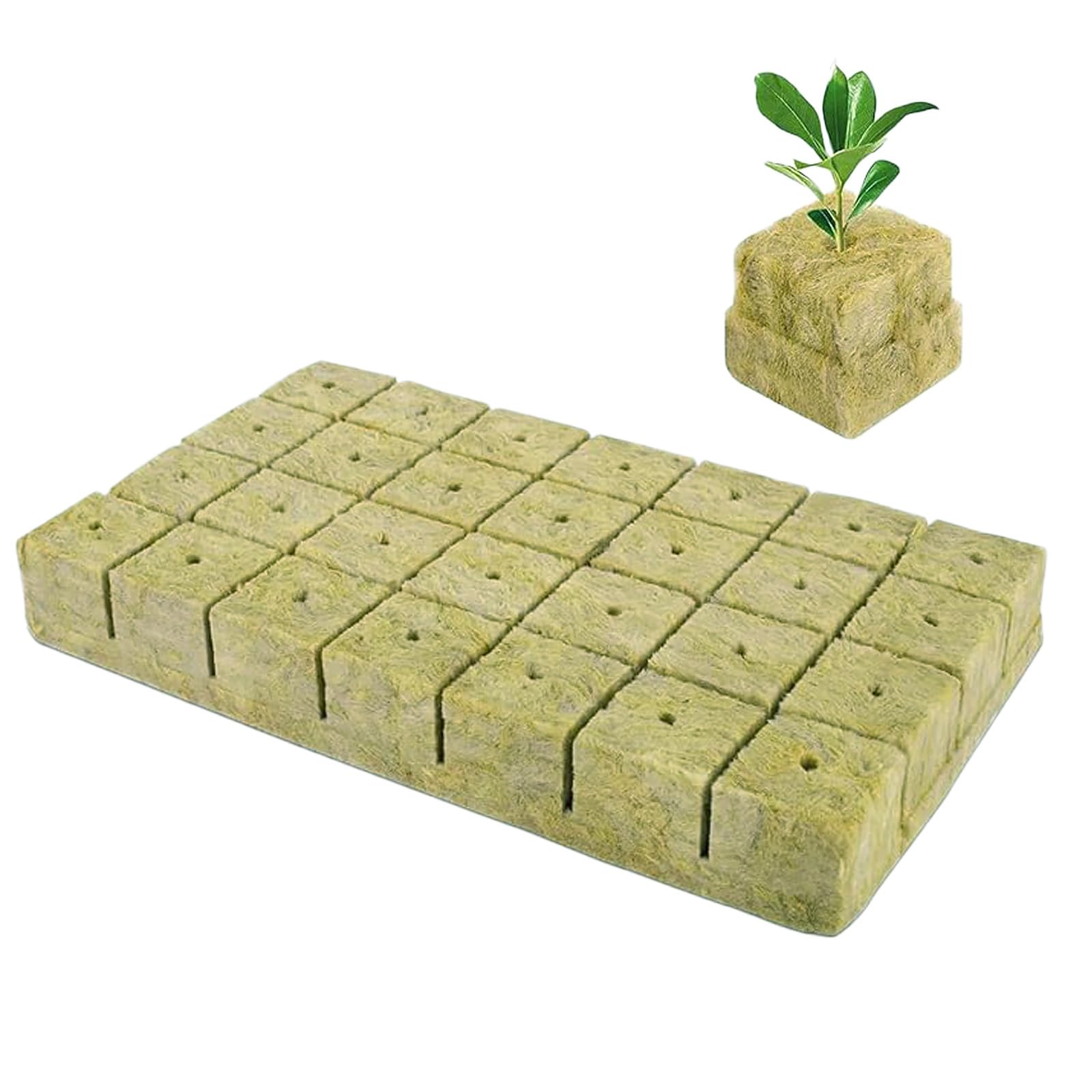 Cube de Laine de Roche, 28 Pièces Morceaux de Bloc de Semis en Laine de Roche, 4x4x4 cm Laine de Roche Blocs Cubes De Culture Soilless, Laine de Roche Blocs, Base de Compresse en Laine de Roche