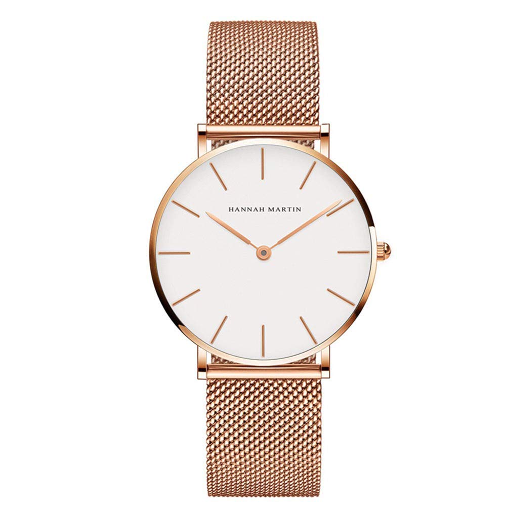 HANNAH MARTIN Reloj de Cuarzo para Mujer Banda Malla Acero Inoxidable Ultra Delgado
