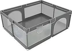 Cercadinho para Bebê/Pet 180x150x66 – Tela Respirável, Estrutura Reforçada, Seguro e Fácil de Montar, Uso Interno e Externo - Acompanha Sacola de Transporte