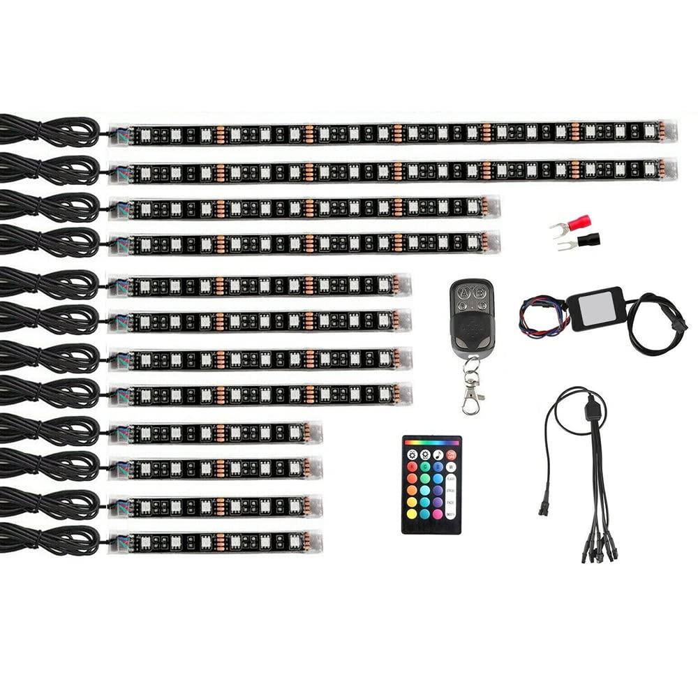 12V 5050SMD Lámpara de Tira de neón LED para Motocicleta, bajo Luces Brillantes con Control Remoto RGB,Tira de luz Decorativa Universal para Motocicleta,Iluminación Ambiental para Decoración