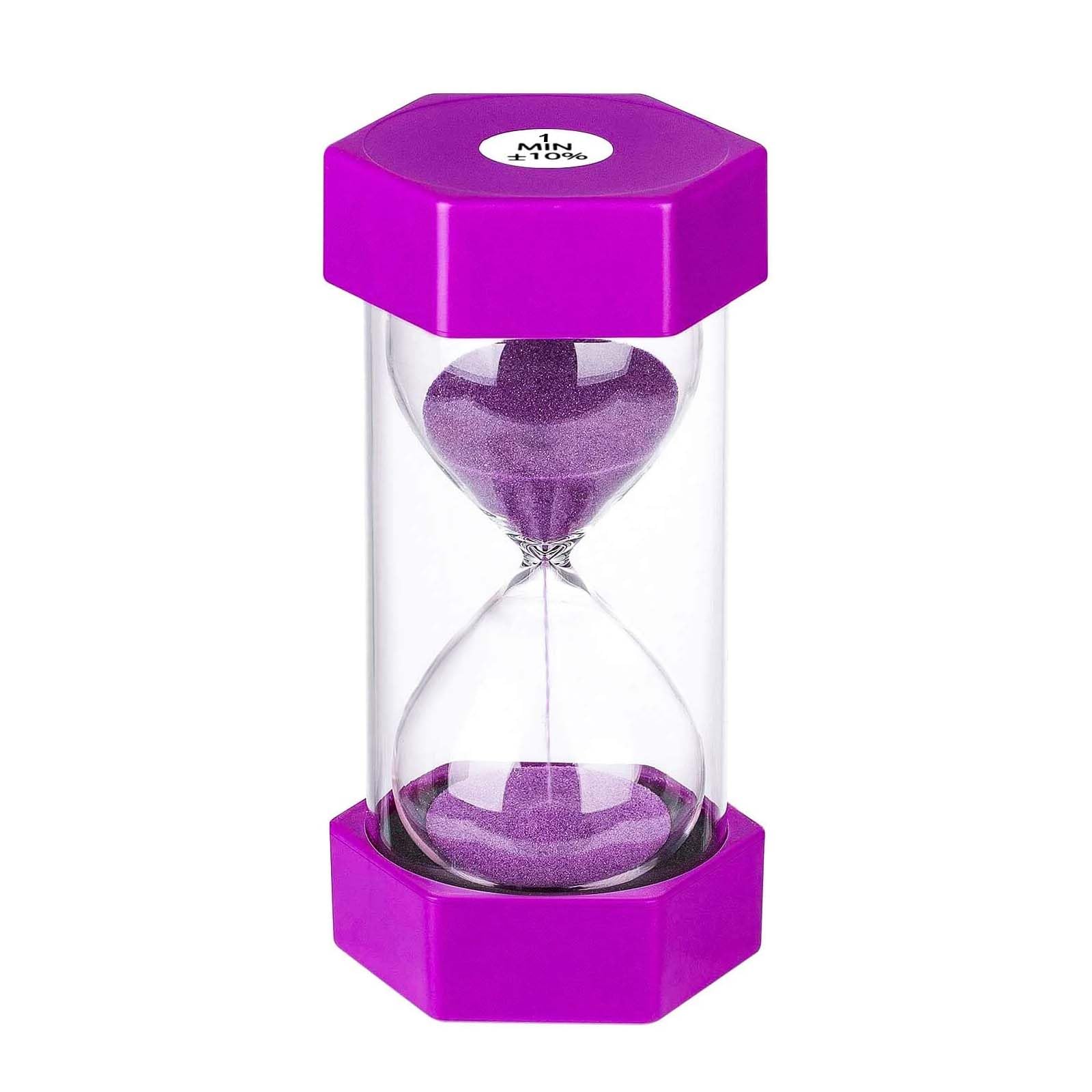 Sand Timer 1 Minute Hourglass Timer, Colorful Sand Watch 1 Minute, Small Purple Sand Clock one Minute, Plastic Hour Glass Sandglass Timer for Kids,