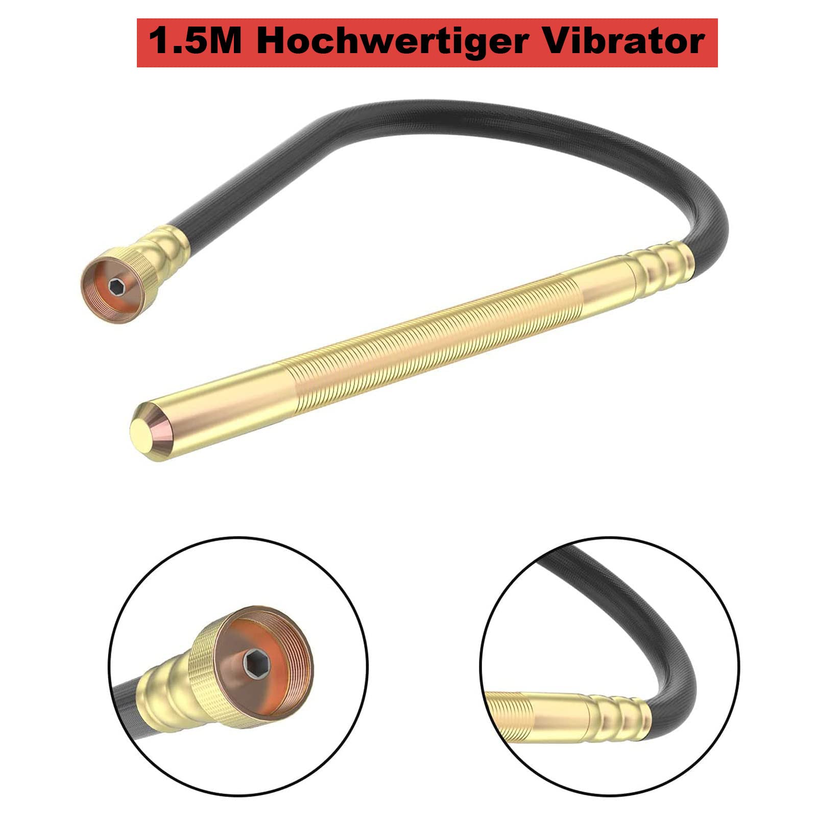 Elektrische betontriler, 1300 W, beton, binnentrimmer, flessenschudder, 1,5 m trilstaaf, flessenschudder beton, voor boormachine met handbediening