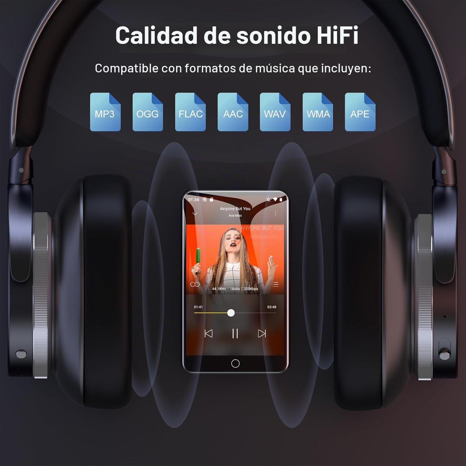 Reproductor MP3 de 80GB Bluetooth y WiFi, Reproductor MP3 de 4 Pulgadas con Pantalla táctil HD, Spotify con Altavoz, Reproductor de música Diofox Android MP3 MP4 para niños, Audible, Amazon Music